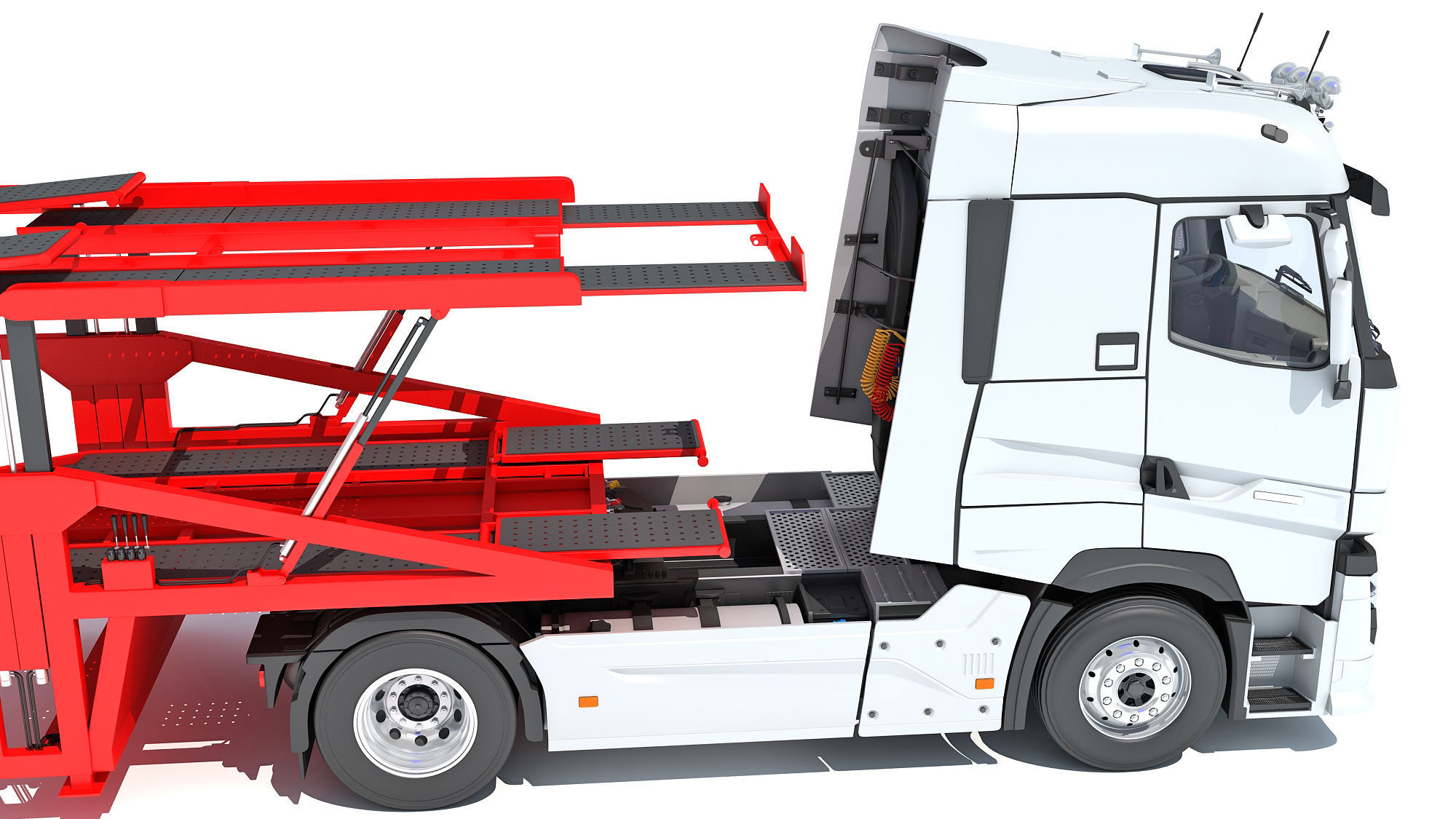 Car Carrier Semi Truck Trailer 3D model_14
