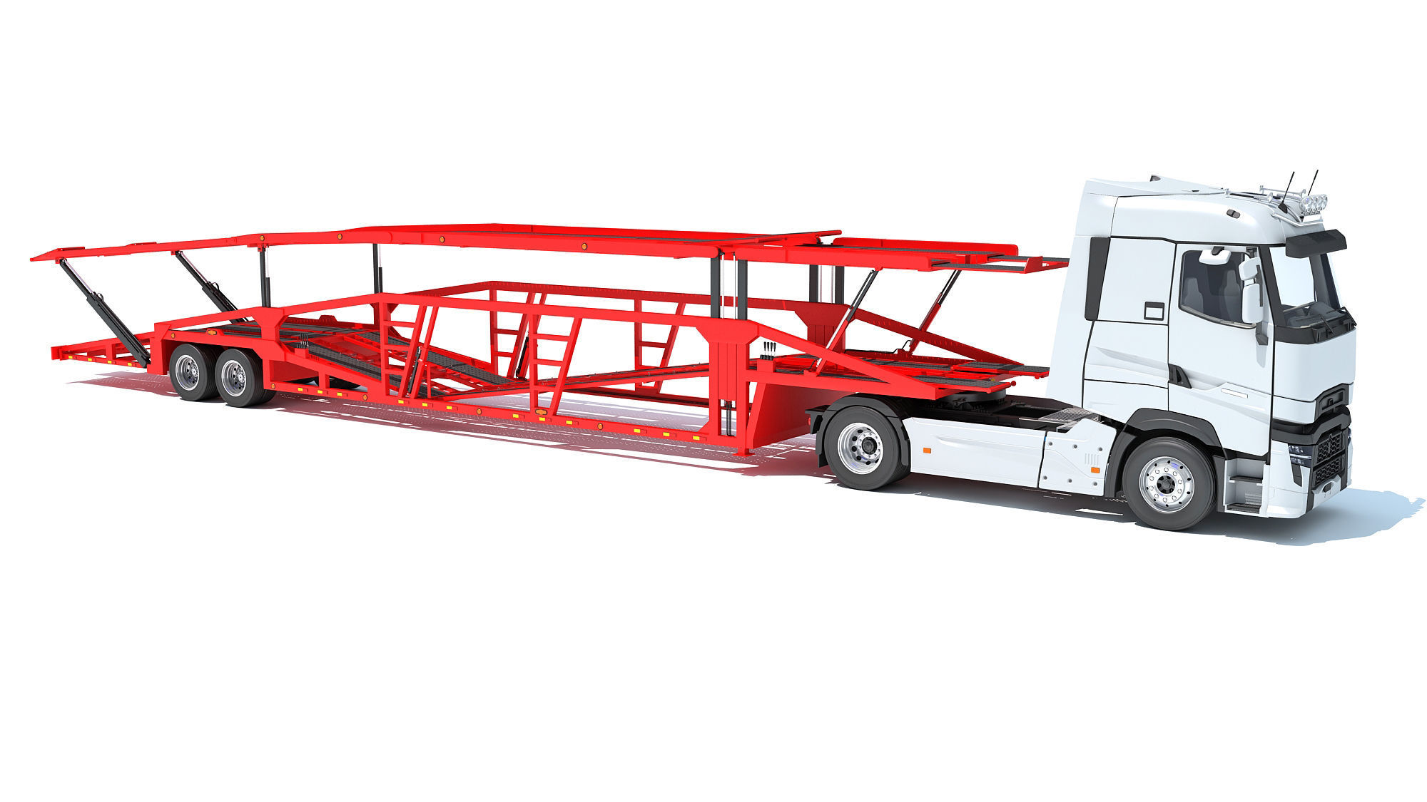 Car Carrier Semi Truck Trailer 3D model_7