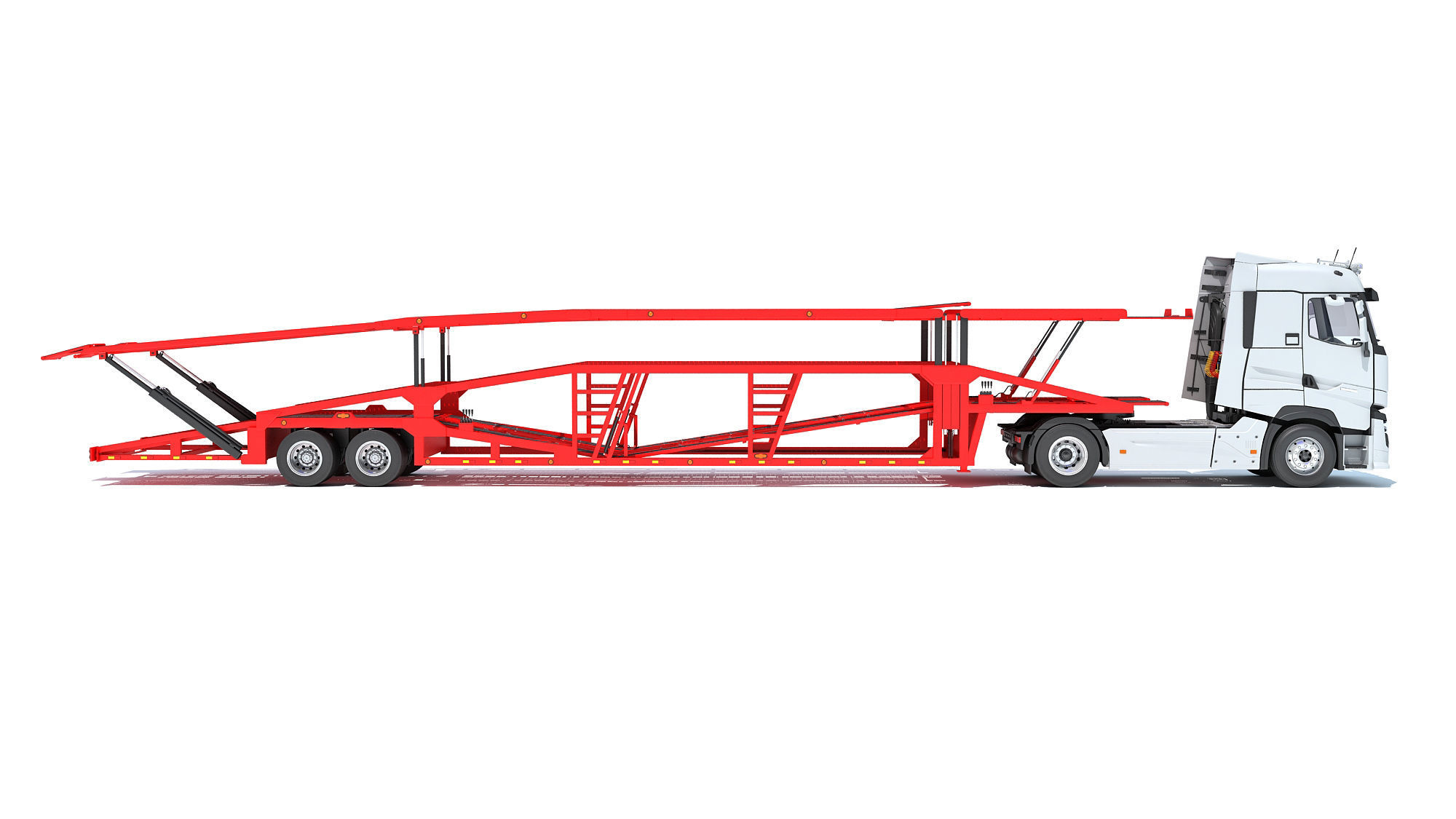 Car Carrier Semi Truck Trailer 3D model_5