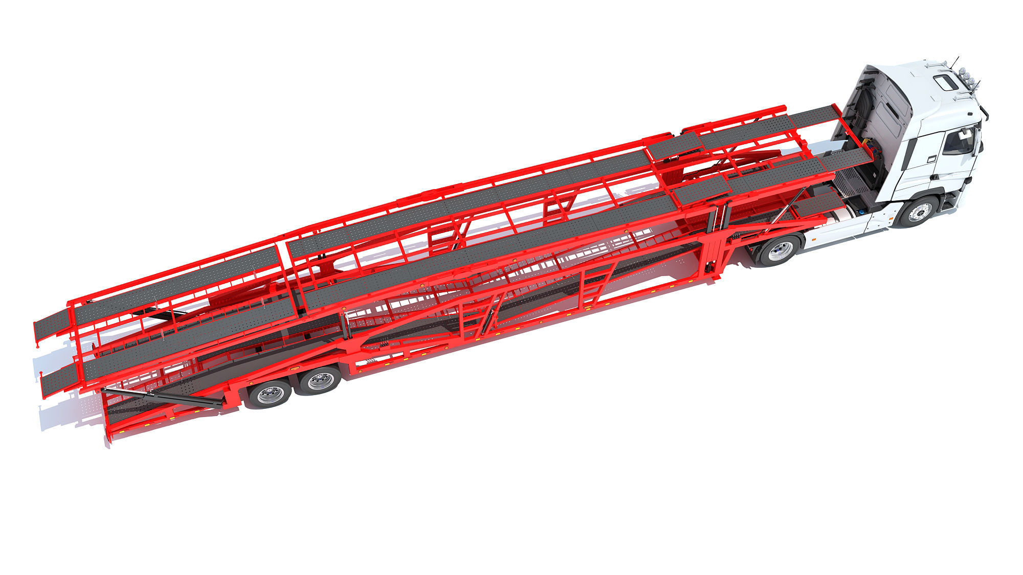 Car Carrier Semi Truck Trailer 3D model_6