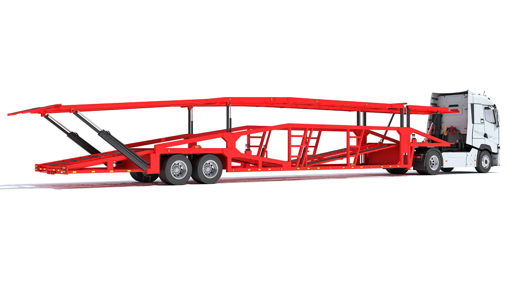 Car Carrier Semi Truck Trailer 3D model_4