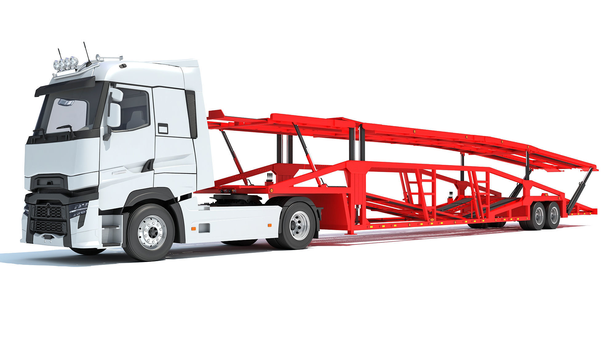Car Carrier Semi Truck Trailer 3D model_8