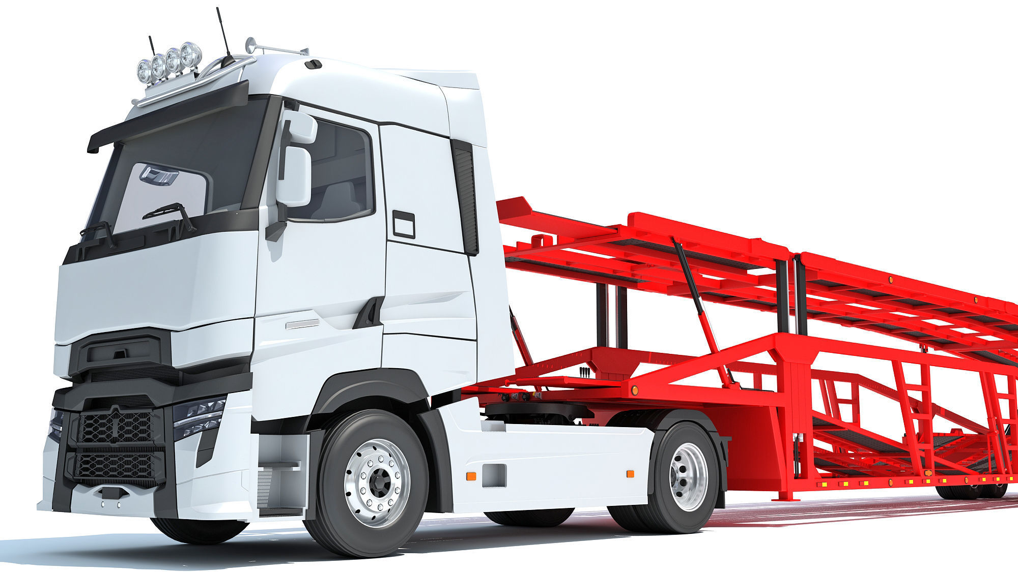Car Carrier Semi Truck Trailer 3D model_12
