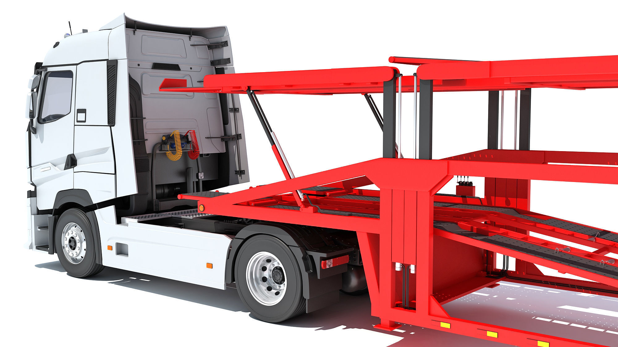 Car Carrier Semi Truck Trailer 3D model_13