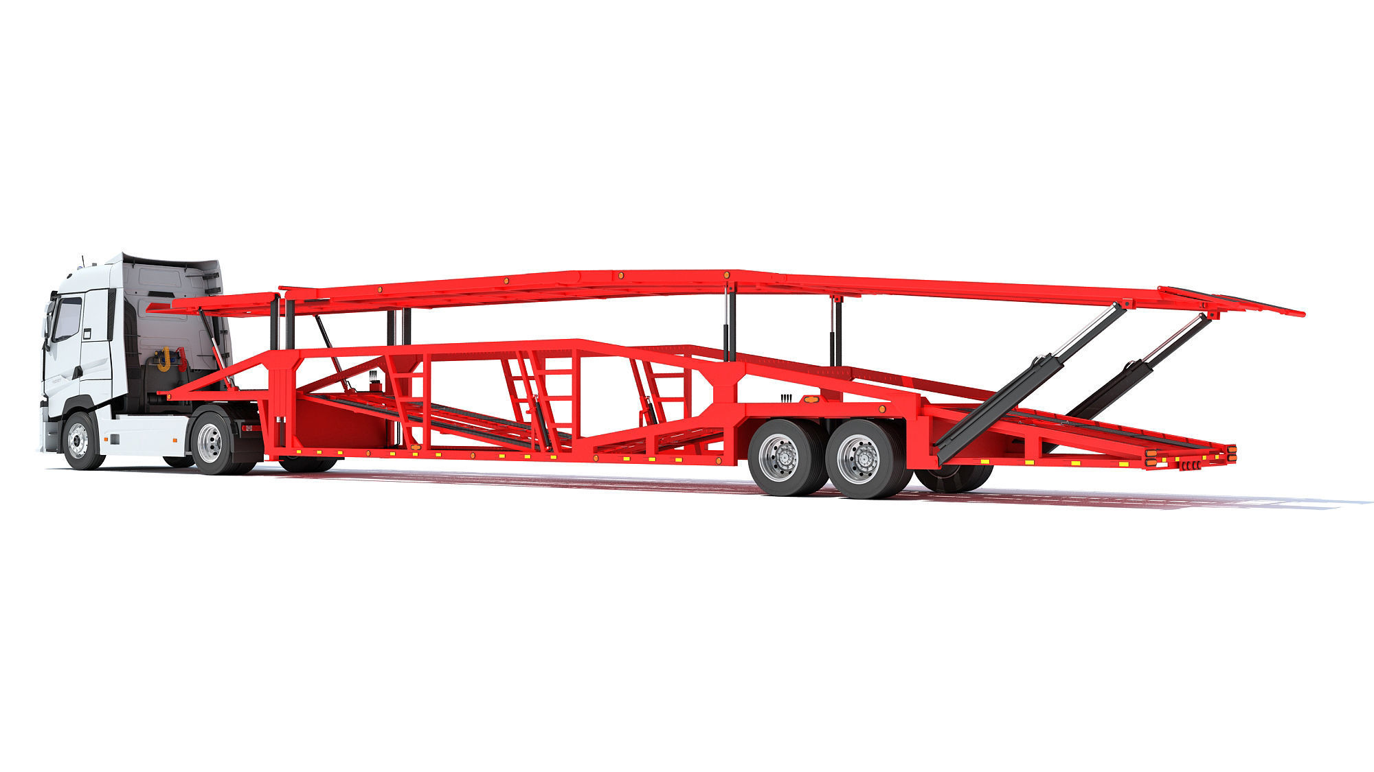 Car Carrier Semi Truck Trailer 3D model_2