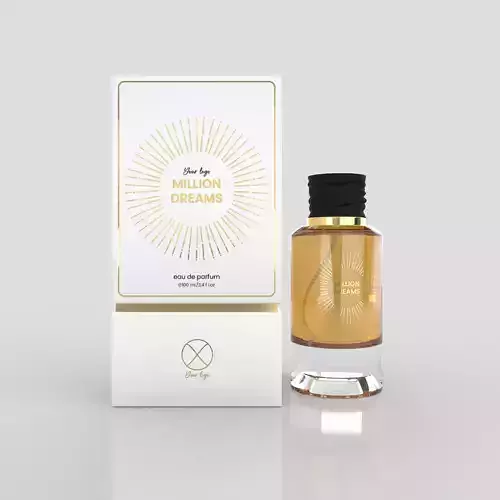 Perfume Box and bottle in 3D
