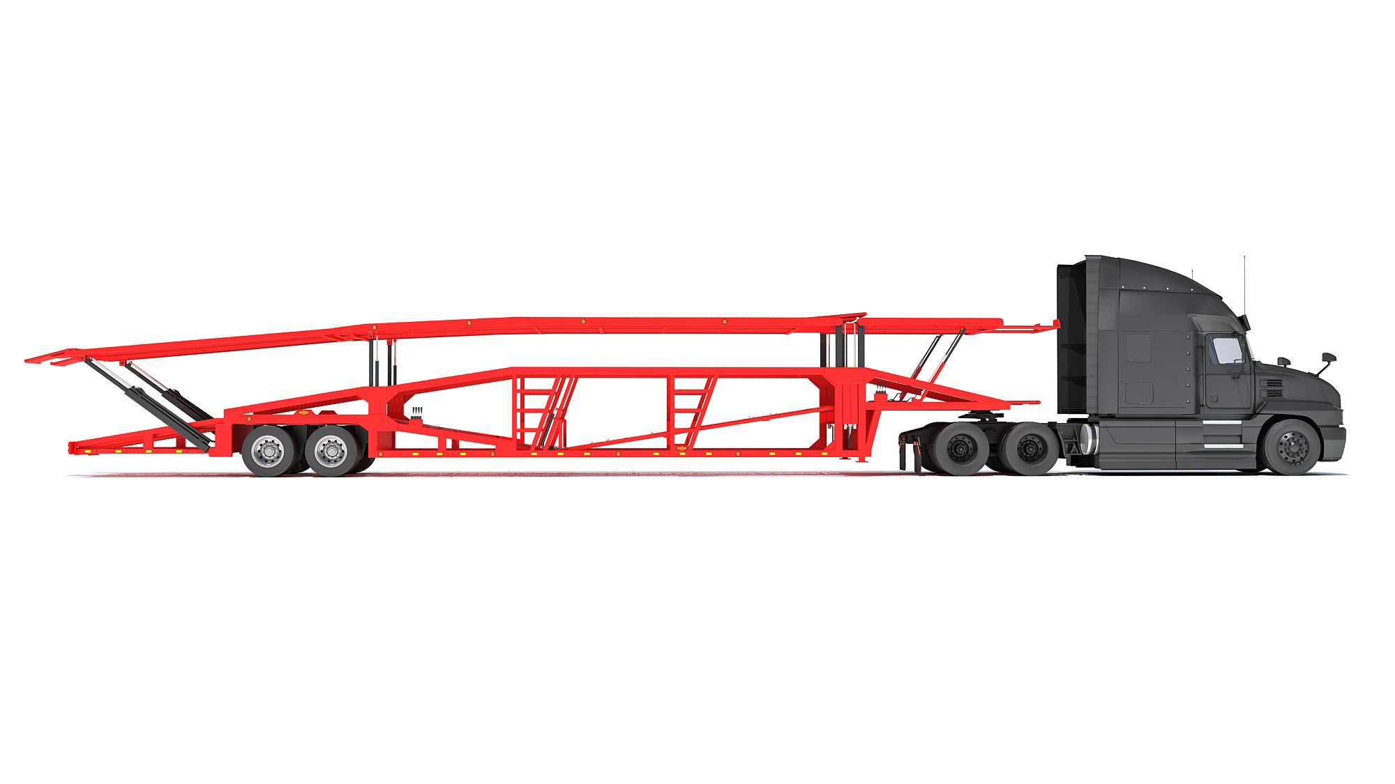 Car Hauler Trailer Semi Truck  3D model_5