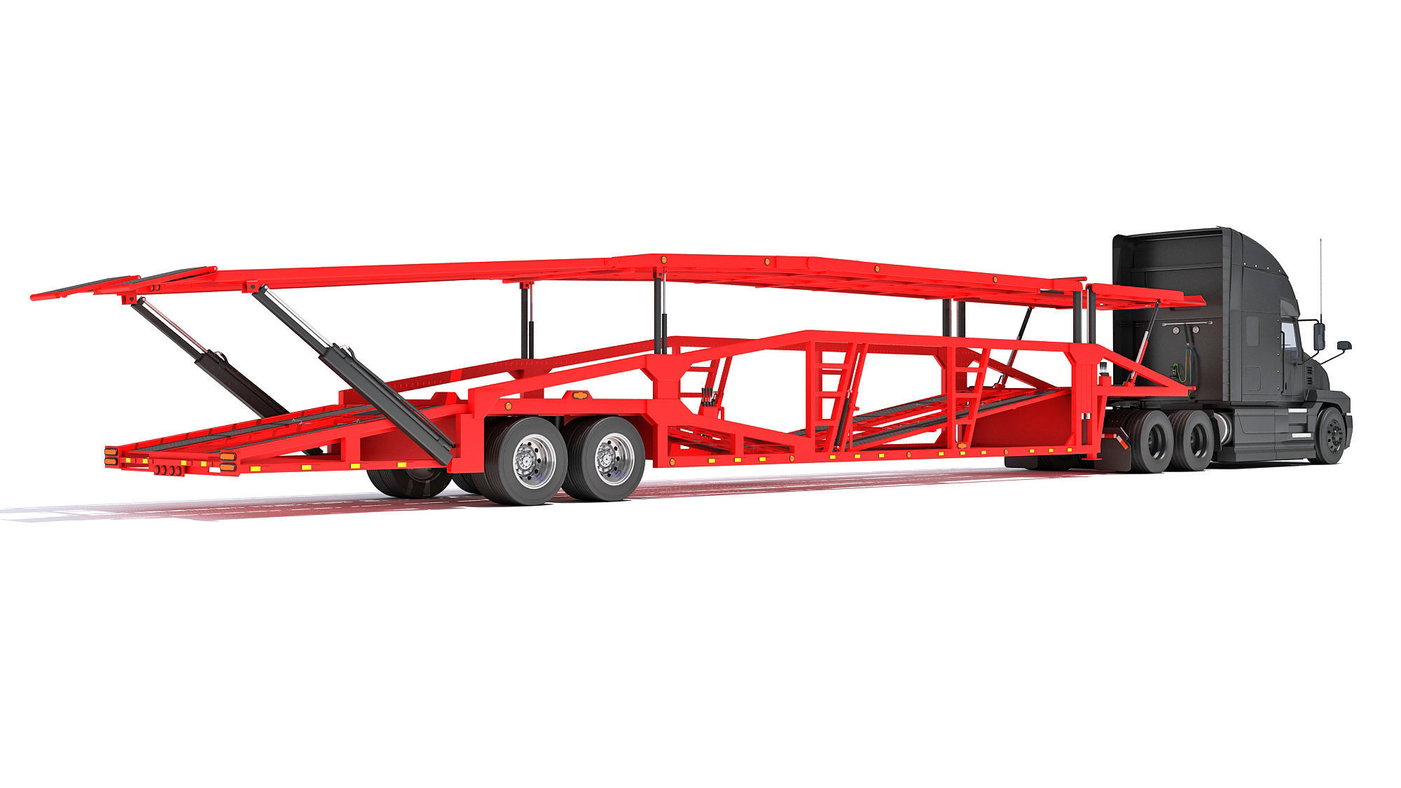 Car Hauler Trailer Semi Truck  3D model_4