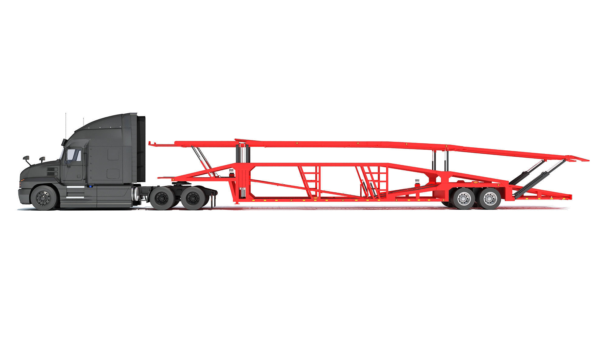 Car Hauler Trailer Semi Truck  3D model_1