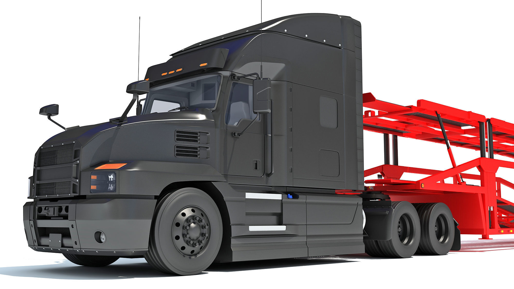 Car Hauler Trailer Semi Truck  3D model_12