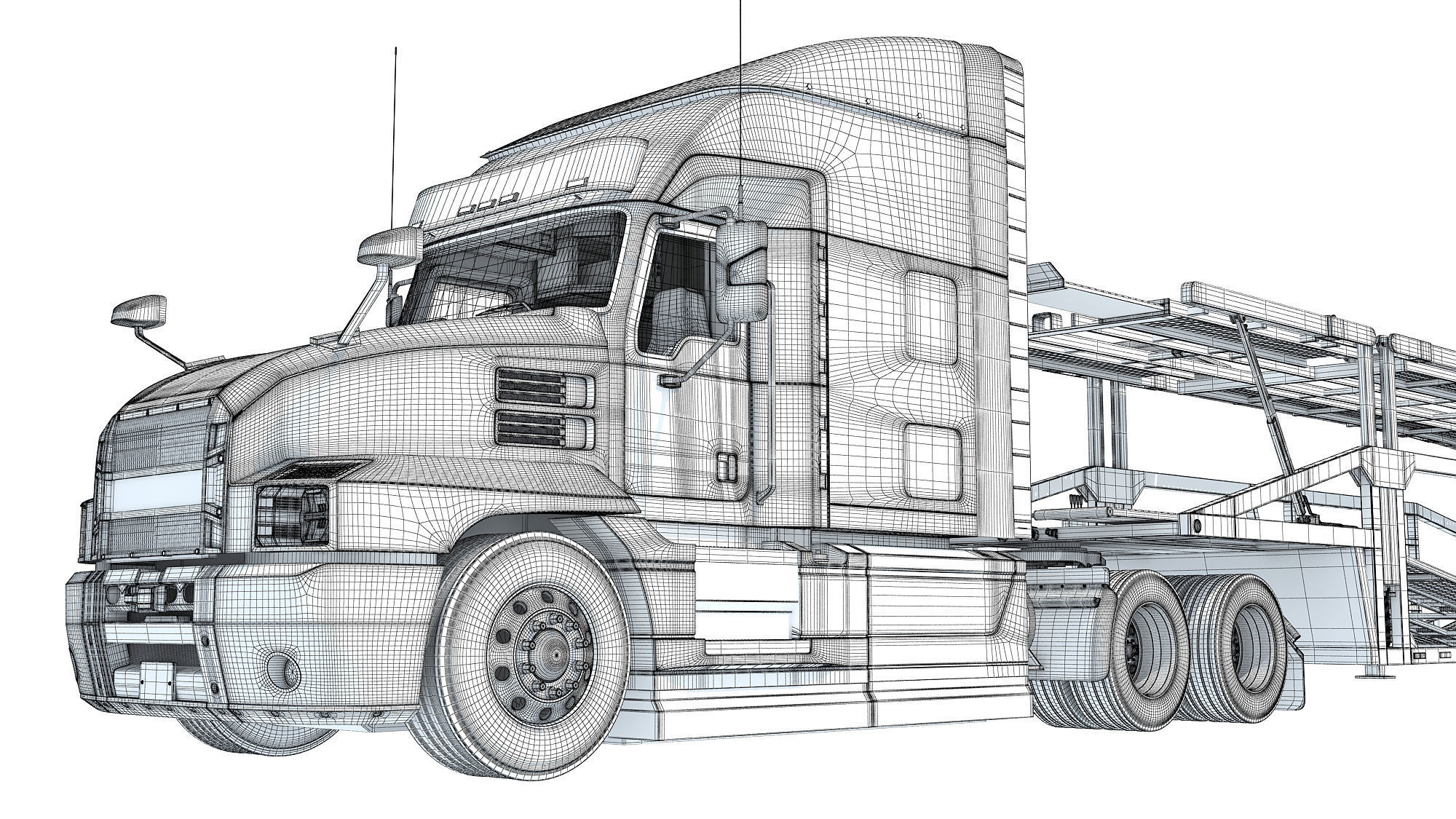 Car Hauler Trailer Semi Truck  3D model_20