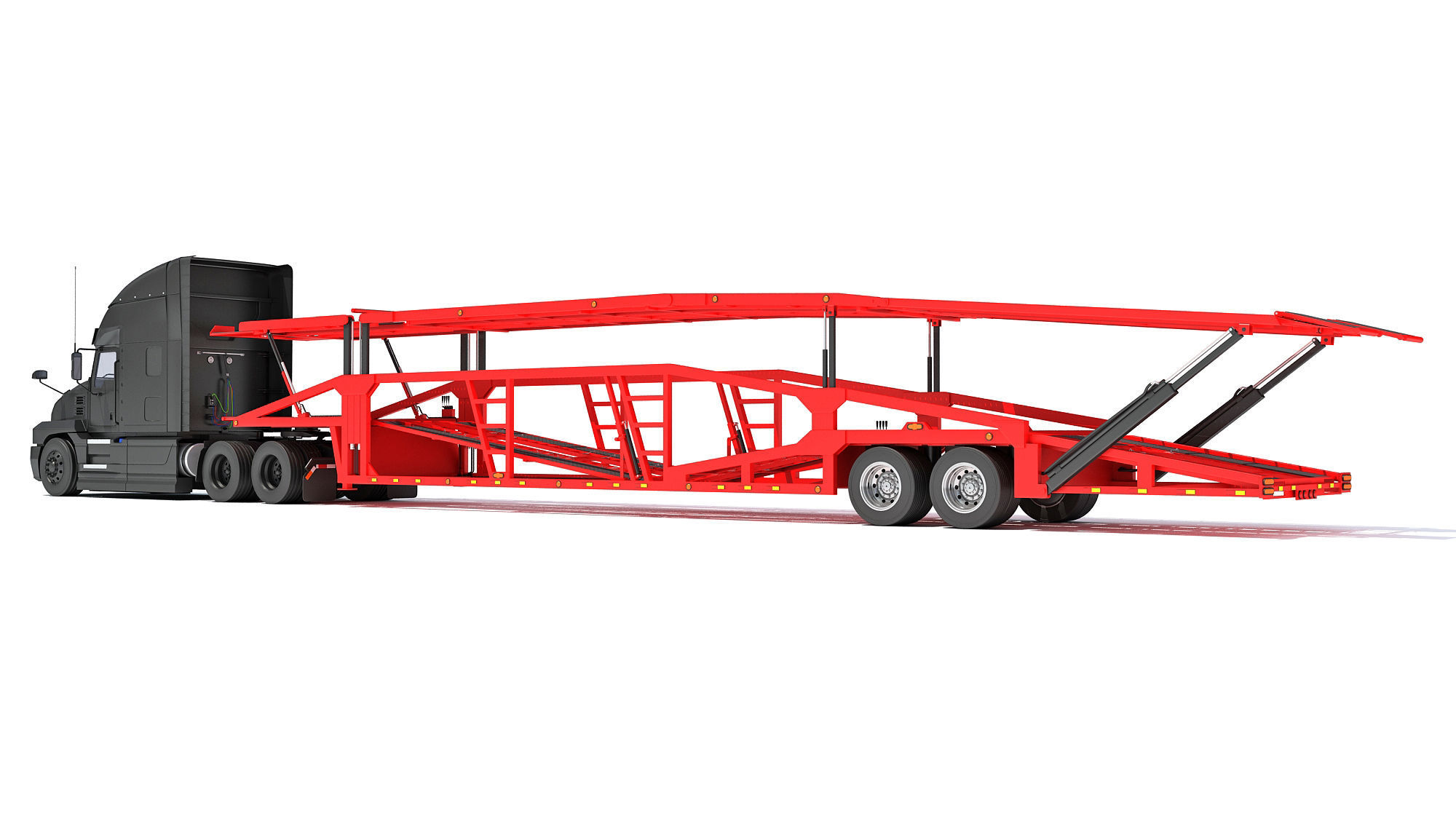 Car Hauler Trailer Semi Truck  3D model_2