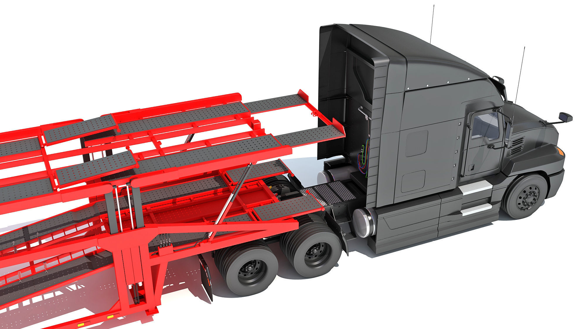 Car Hauler Trailer Semi Truck  3D model_14