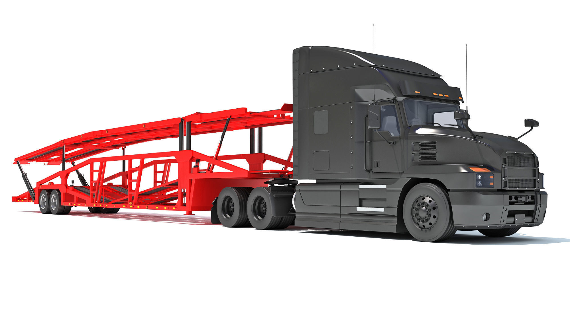 Car Hauler Trailer Semi Truck  3D model_9