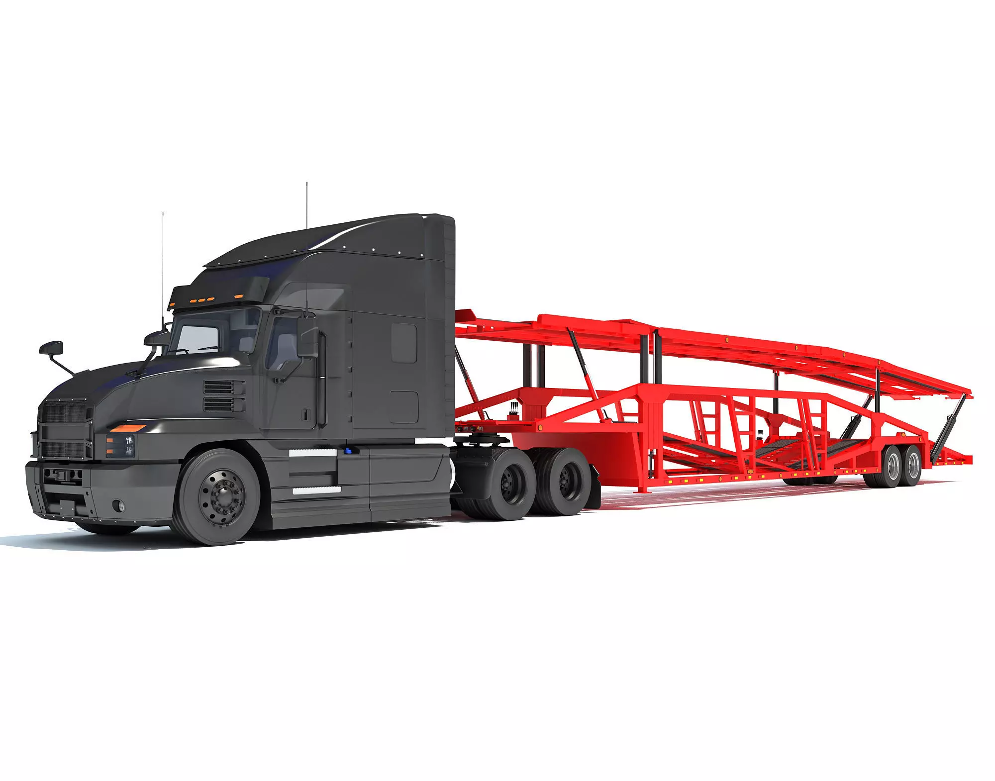 Car Hauler Trailer Semi Truck  3D model_0