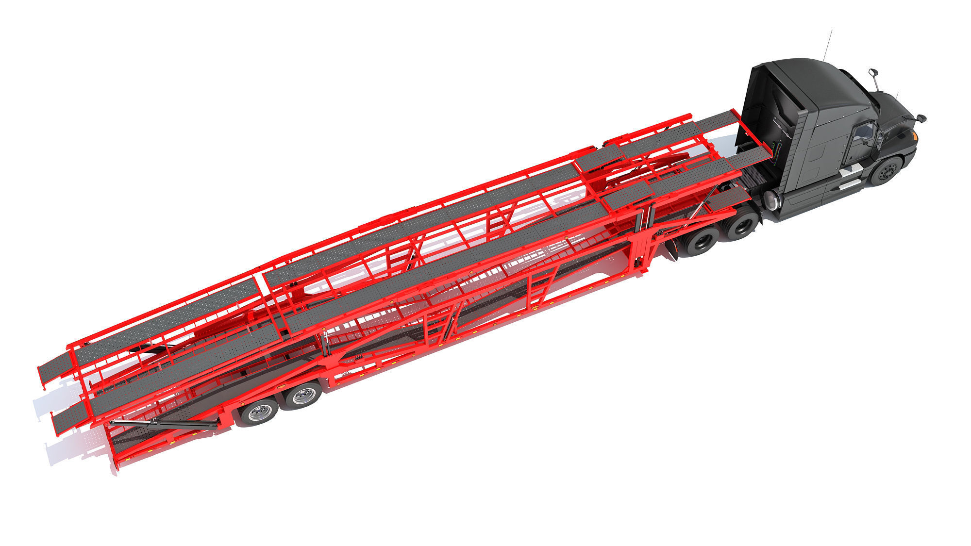 Car Hauler Trailer Semi Truck  3D model_6