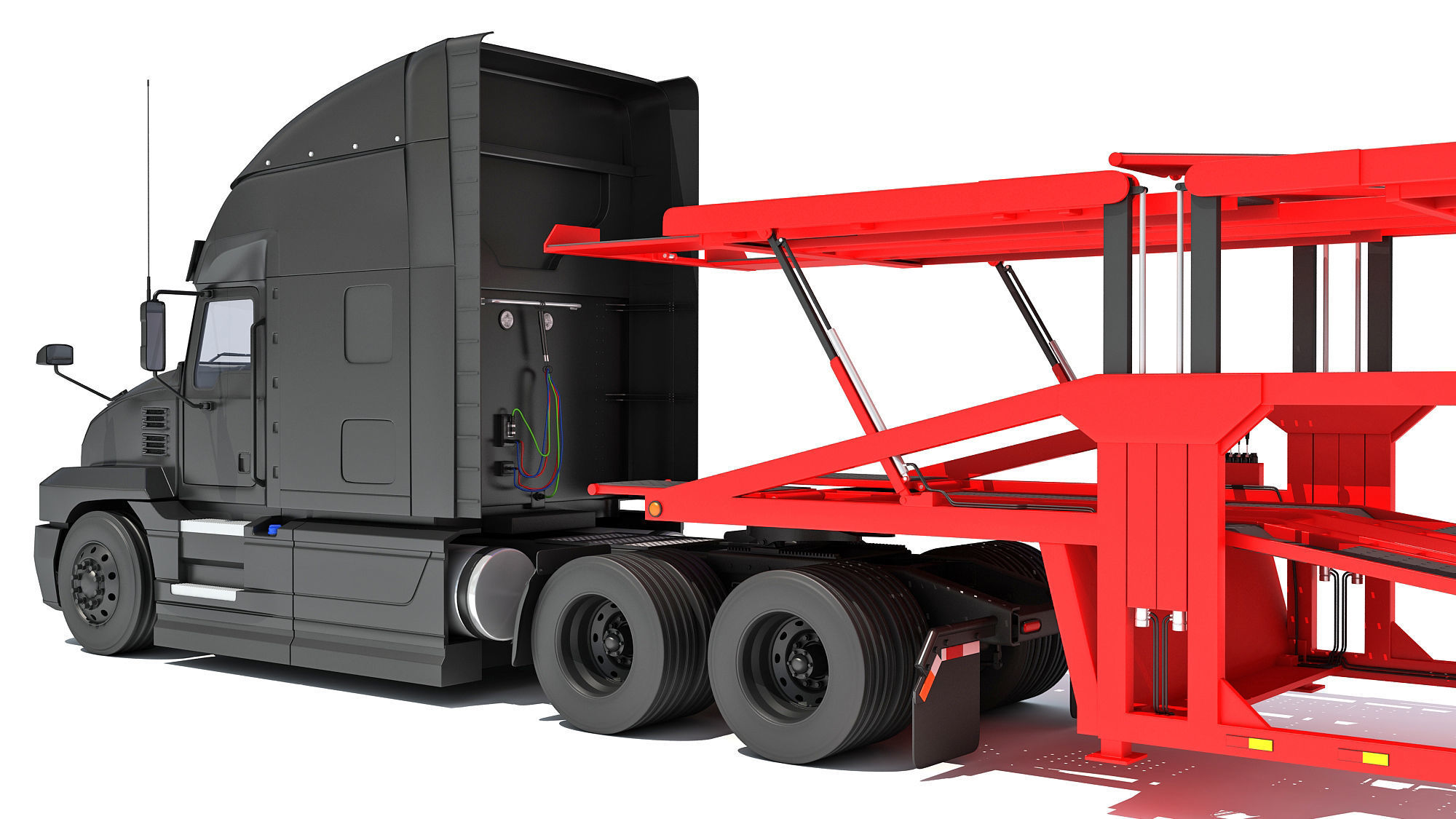 Car Hauler Trailer Semi Truck  3D model_13