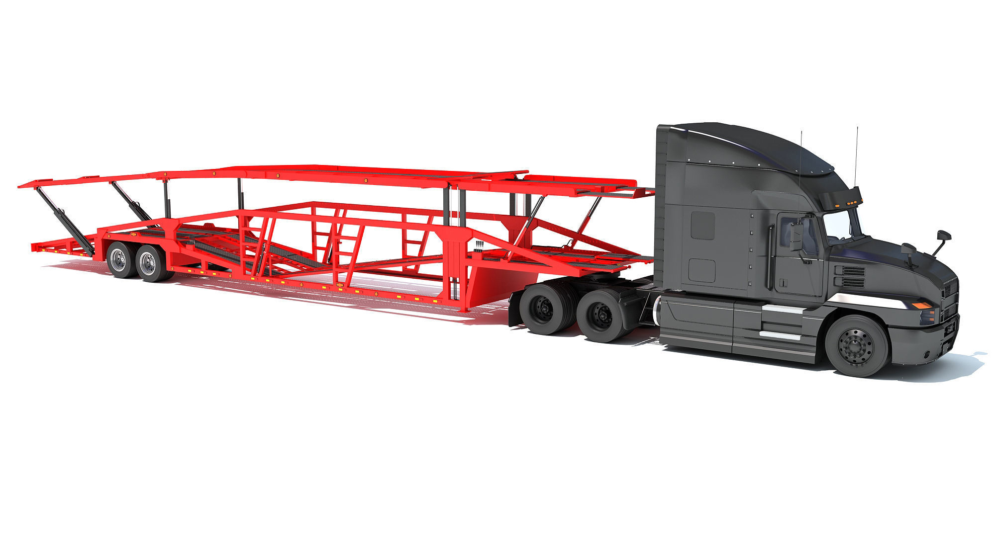 Car Hauler Trailer Semi Truck  3D model_7