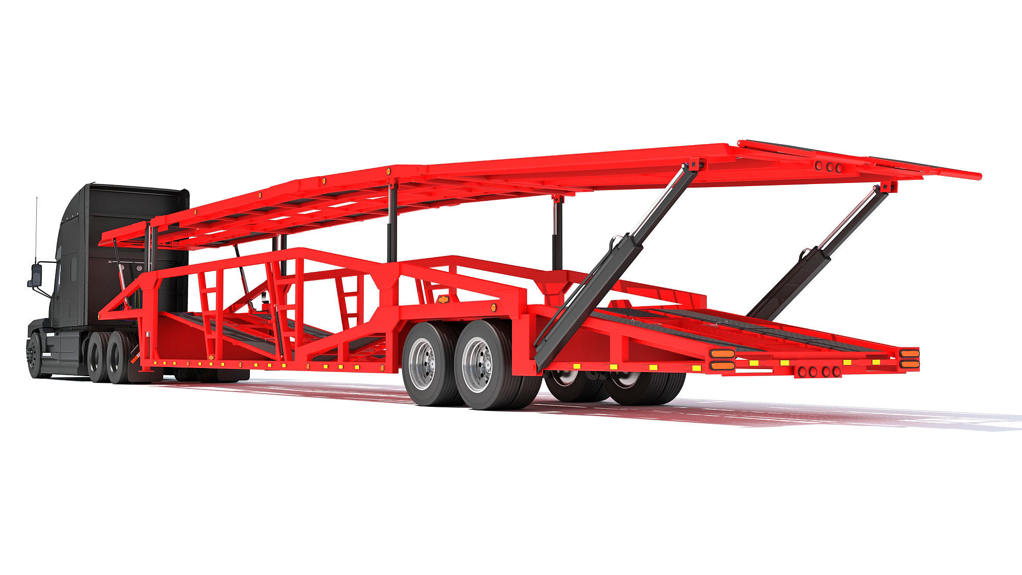 Car Hauler Trailer Semi Truck  3D model_3