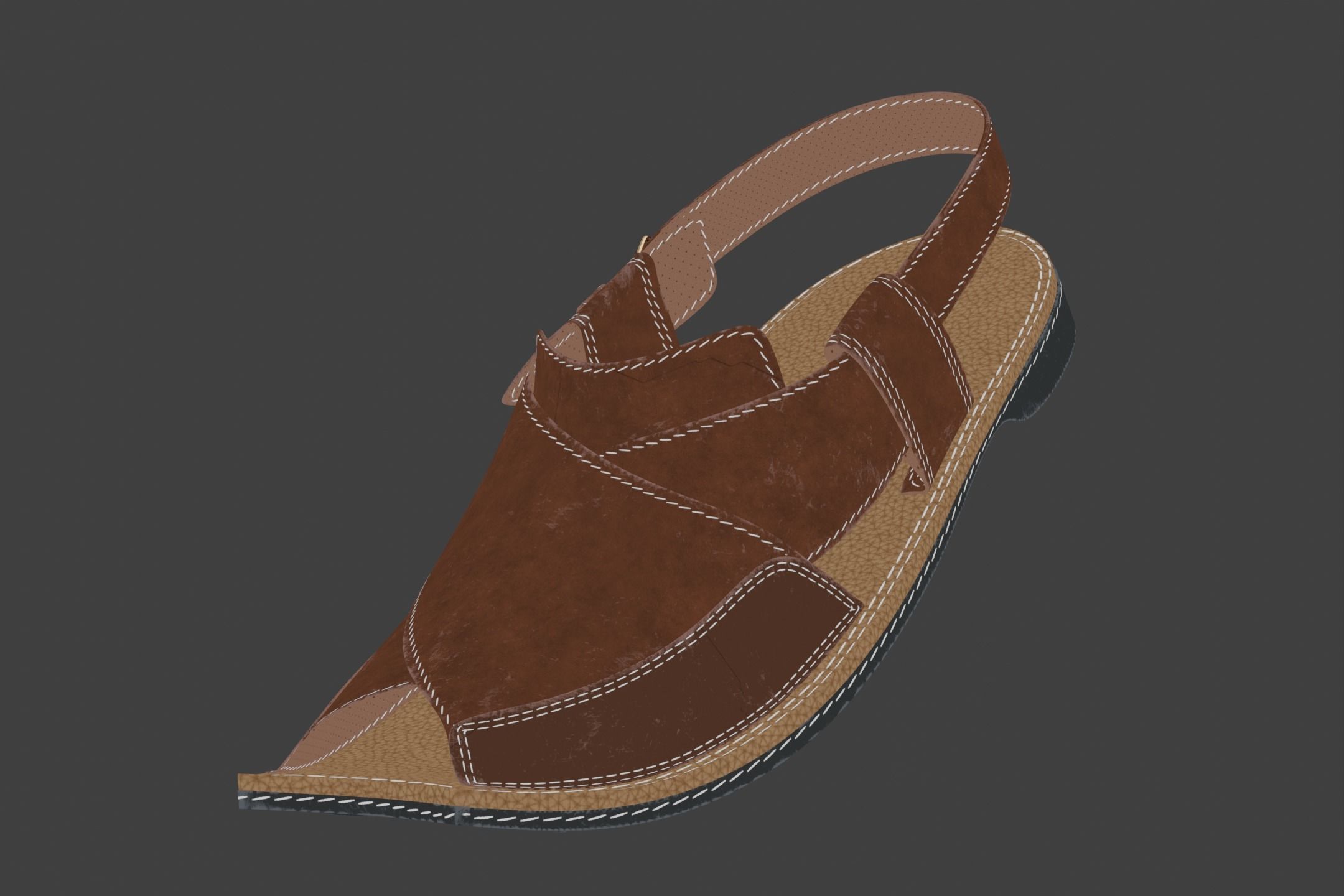 Peshawari Chappal Shoe Sandal 3D Game Asset Low-poly 3D model_4