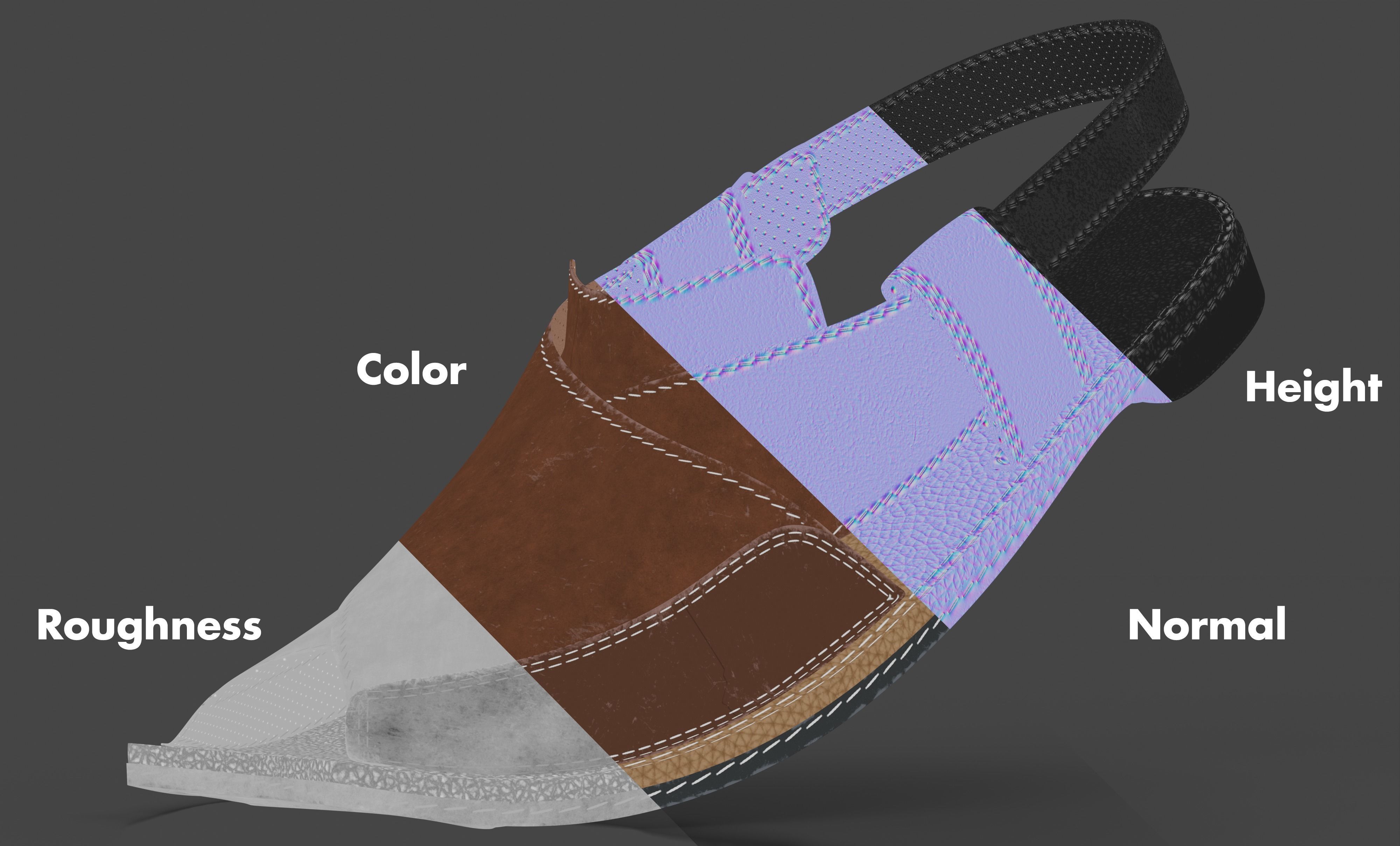 Peshawari Chappal Shoe Sandal 3D Game Asset Low-poly 3D model_5