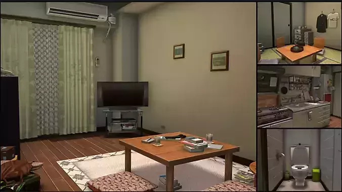 Japanese houses Unity Ready Low-poly 3D model