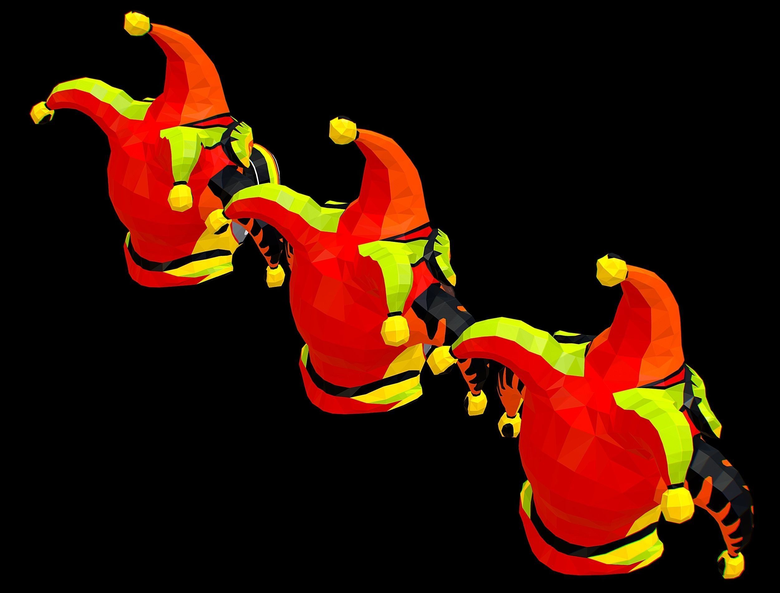 Stylized 3D Joker Clown Mask Jester Low-poly 3D model_24