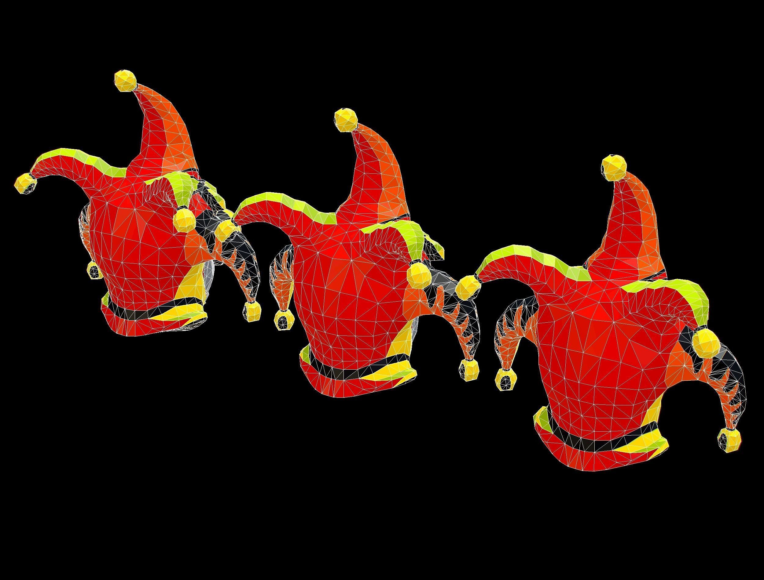 Stylized 3D Joker Clown Mask Jester Low-poly 3D model_28