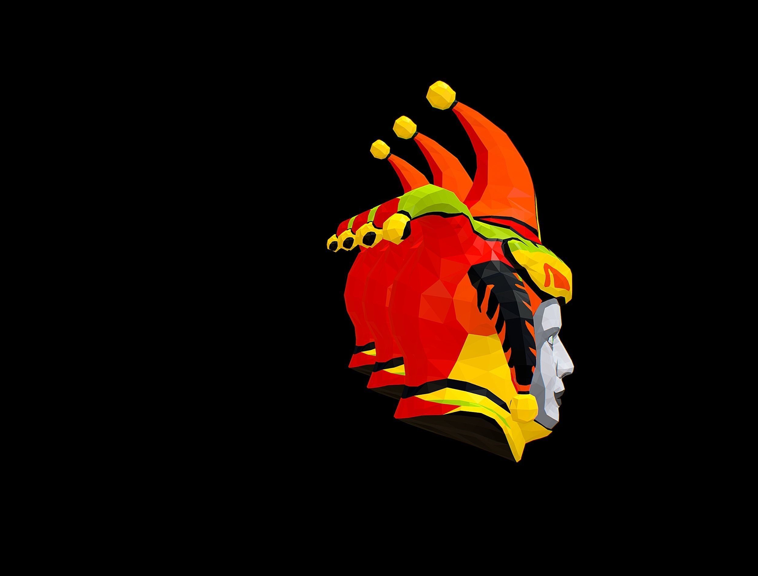 Stylized 3D Joker Clown Mask Jester Low-poly 3D model_6