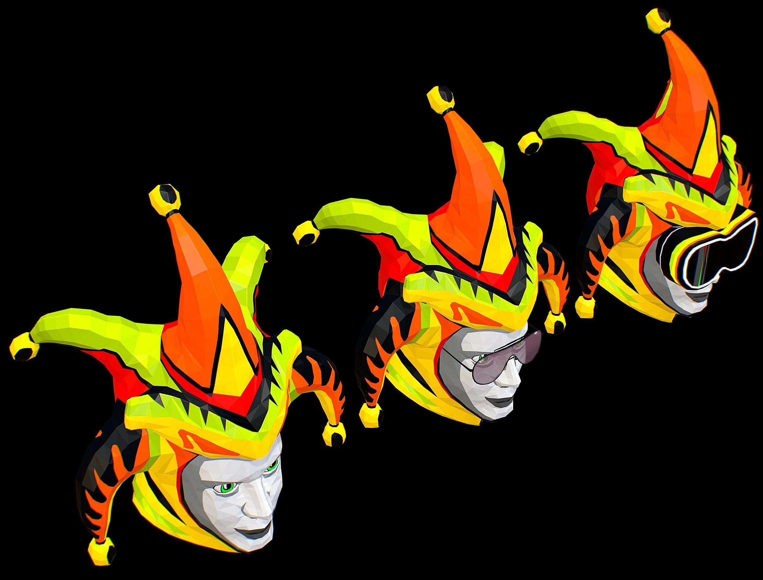 Stylized 3D Joker Clown Mask Jester Low-poly 3D model_23