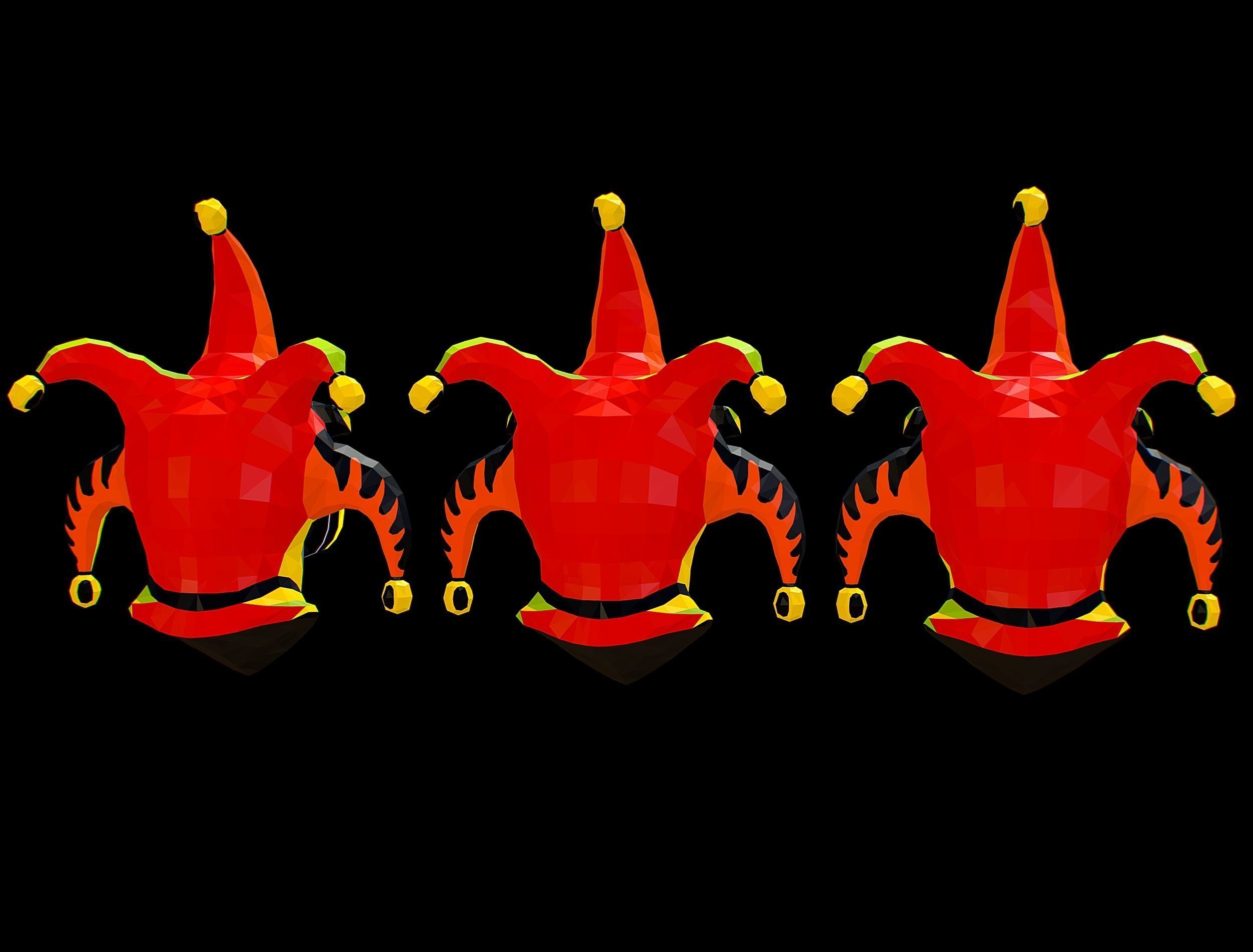 Stylized 3D Joker Clown Mask Jester Low-poly 3D model_9