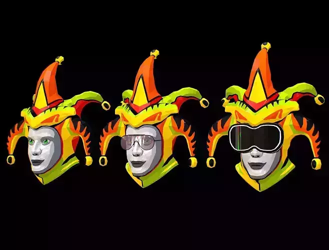 Stylized 3D Joker Clown Mask Jester