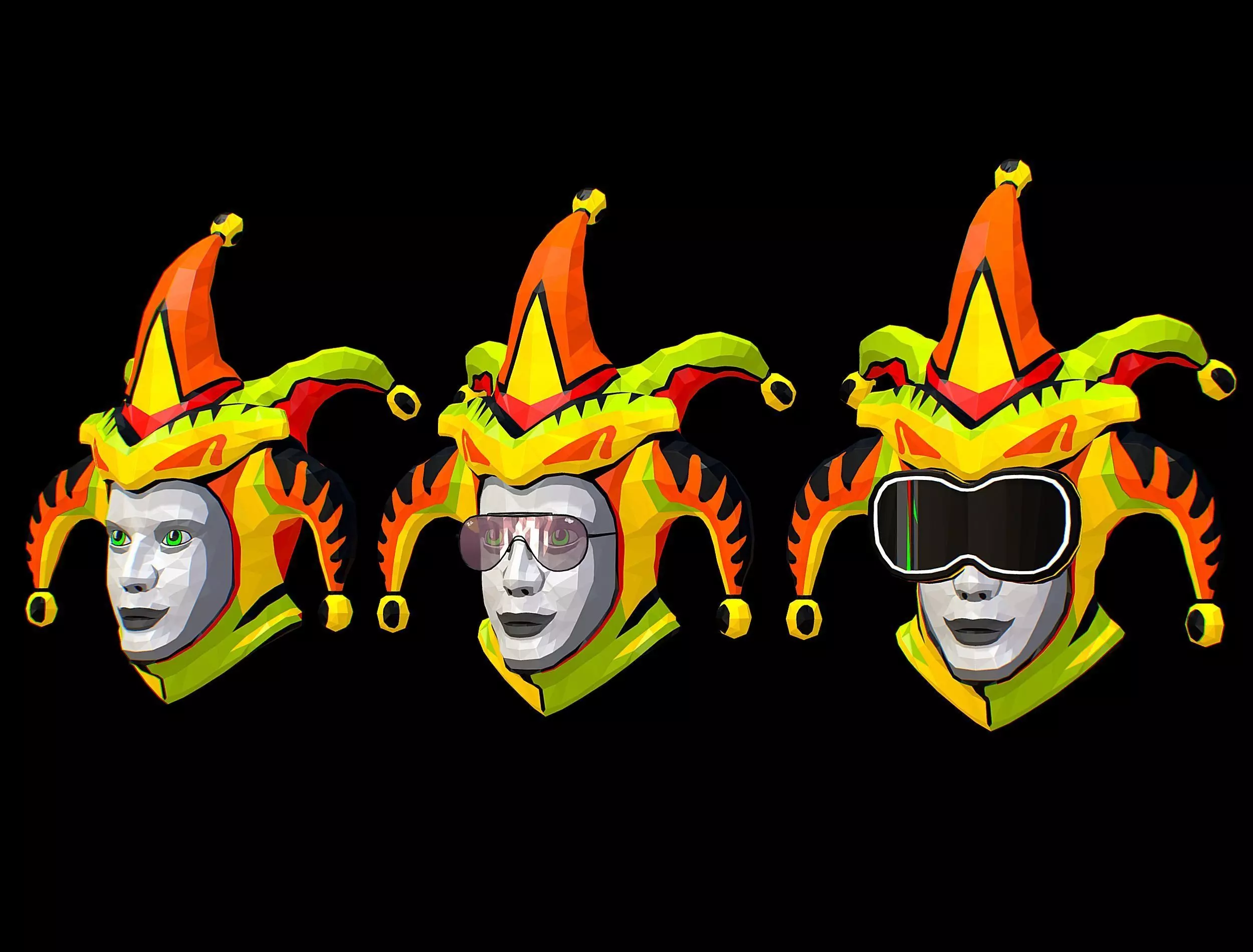 Stylized 3D Joker Clown Mask Jester Low-poly 3D model_0