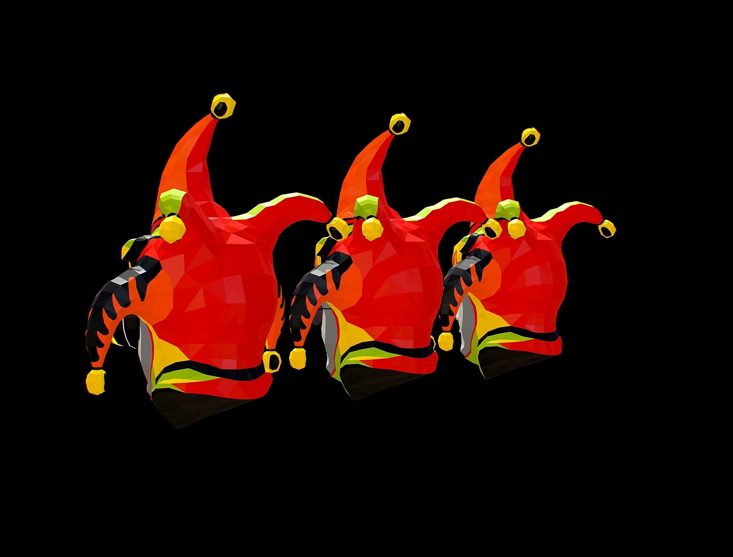 Stylized 3D Joker Clown Mask Jester Low-poly 3D model_12