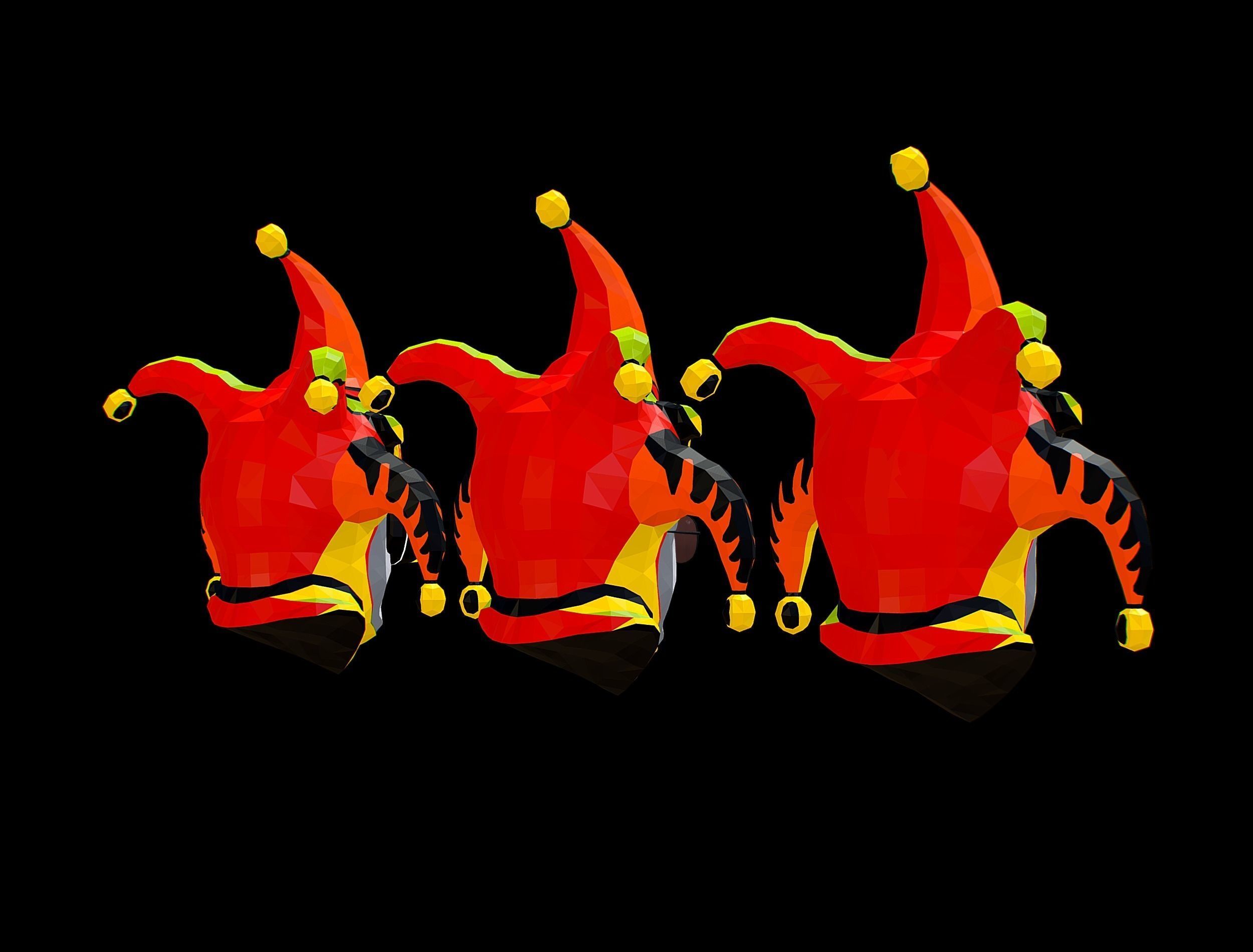 Stylized 3D Joker Clown Mask Jester Low-poly 3D model_8