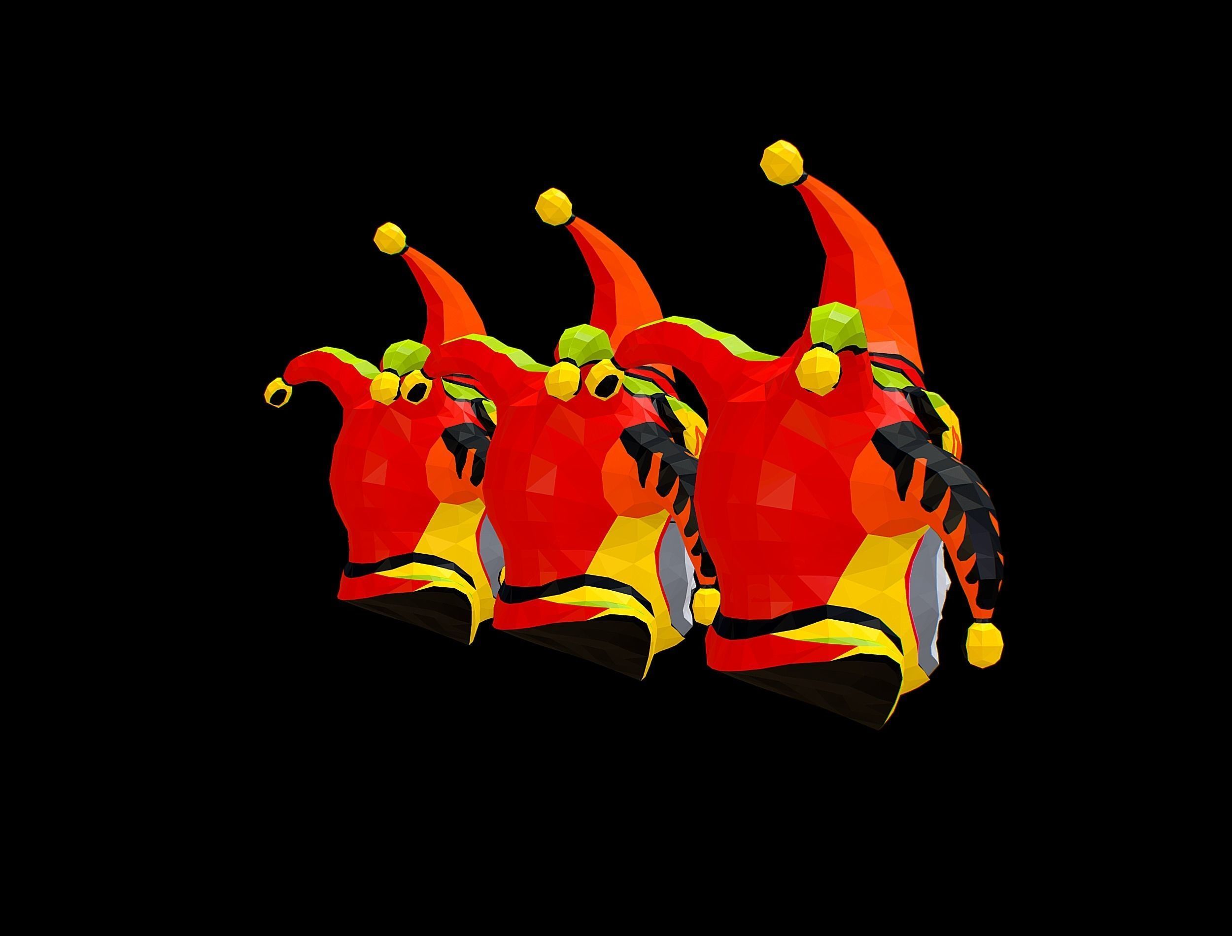 Stylized 3D Joker Clown Mask Jester Low-poly 3D model_7