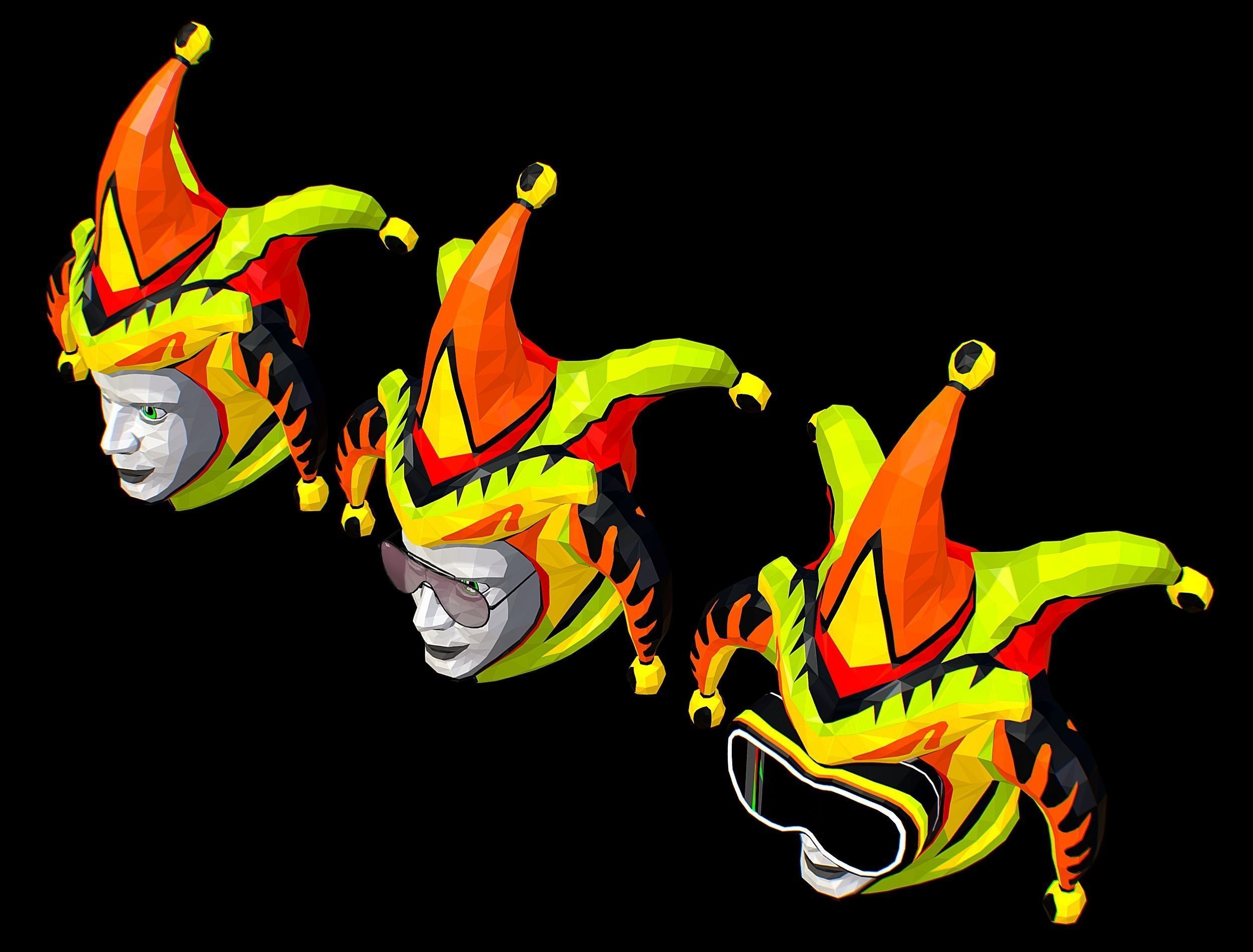 Stylized 3D Joker Clown Mask Jester Low-poly 3D model_22