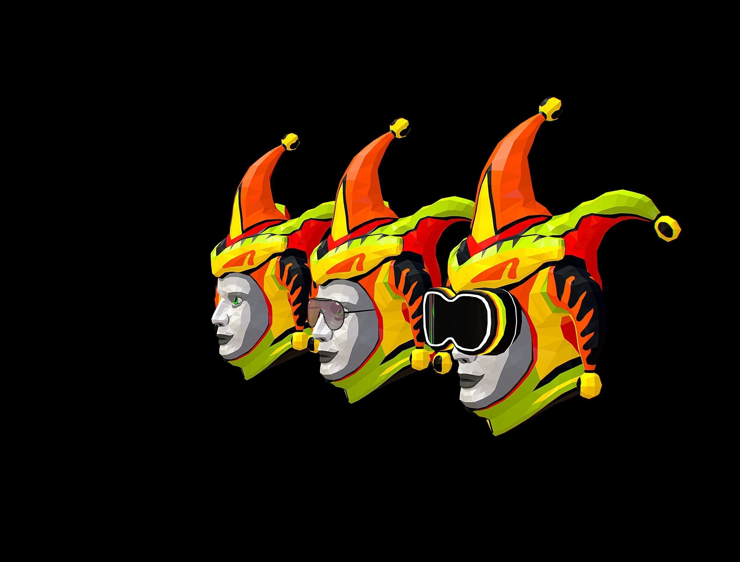 Stylized 3D Joker Clown Mask Jester Low-poly 3D model_16