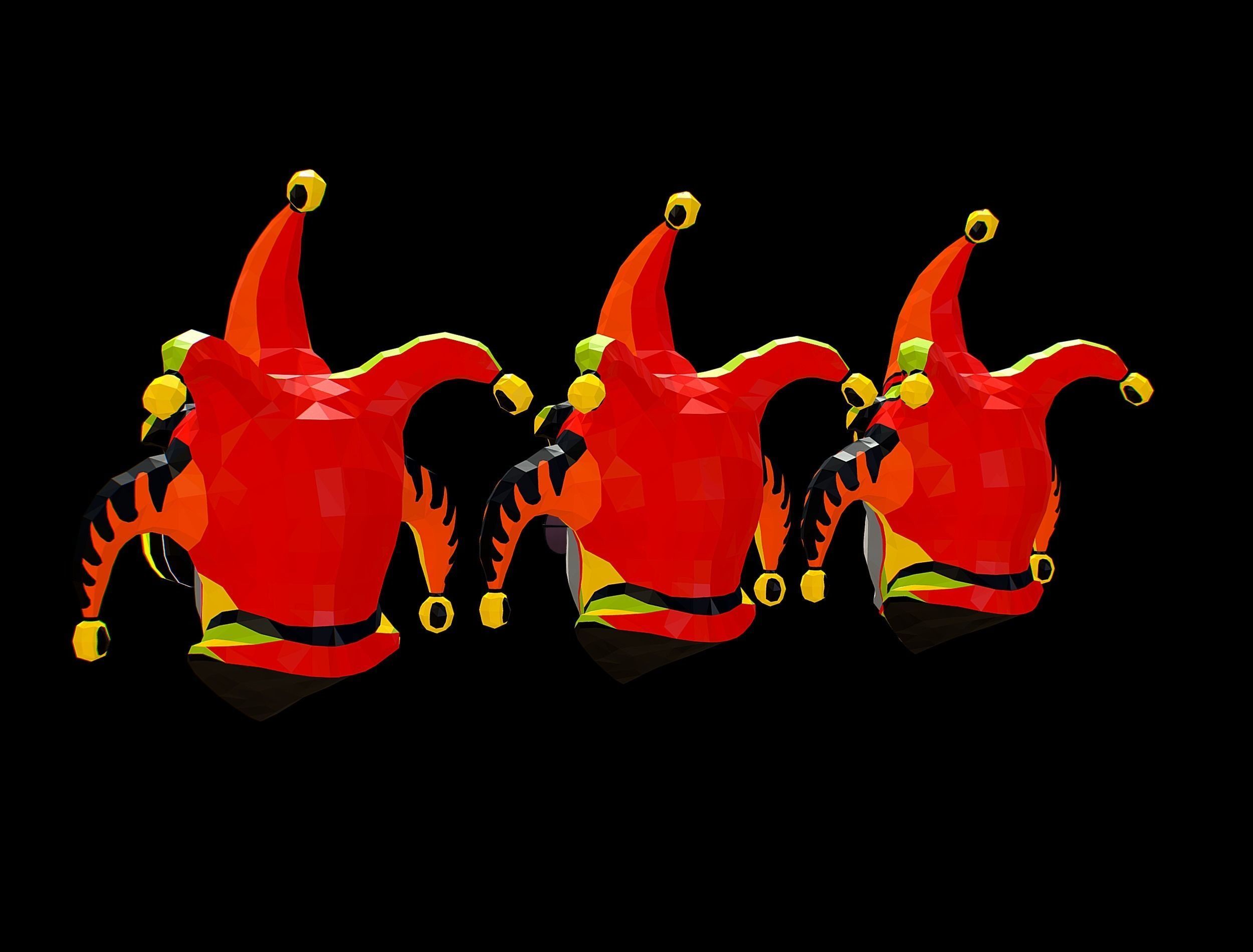 Stylized 3D Joker Clown Mask Jester Low-poly 3D model_11