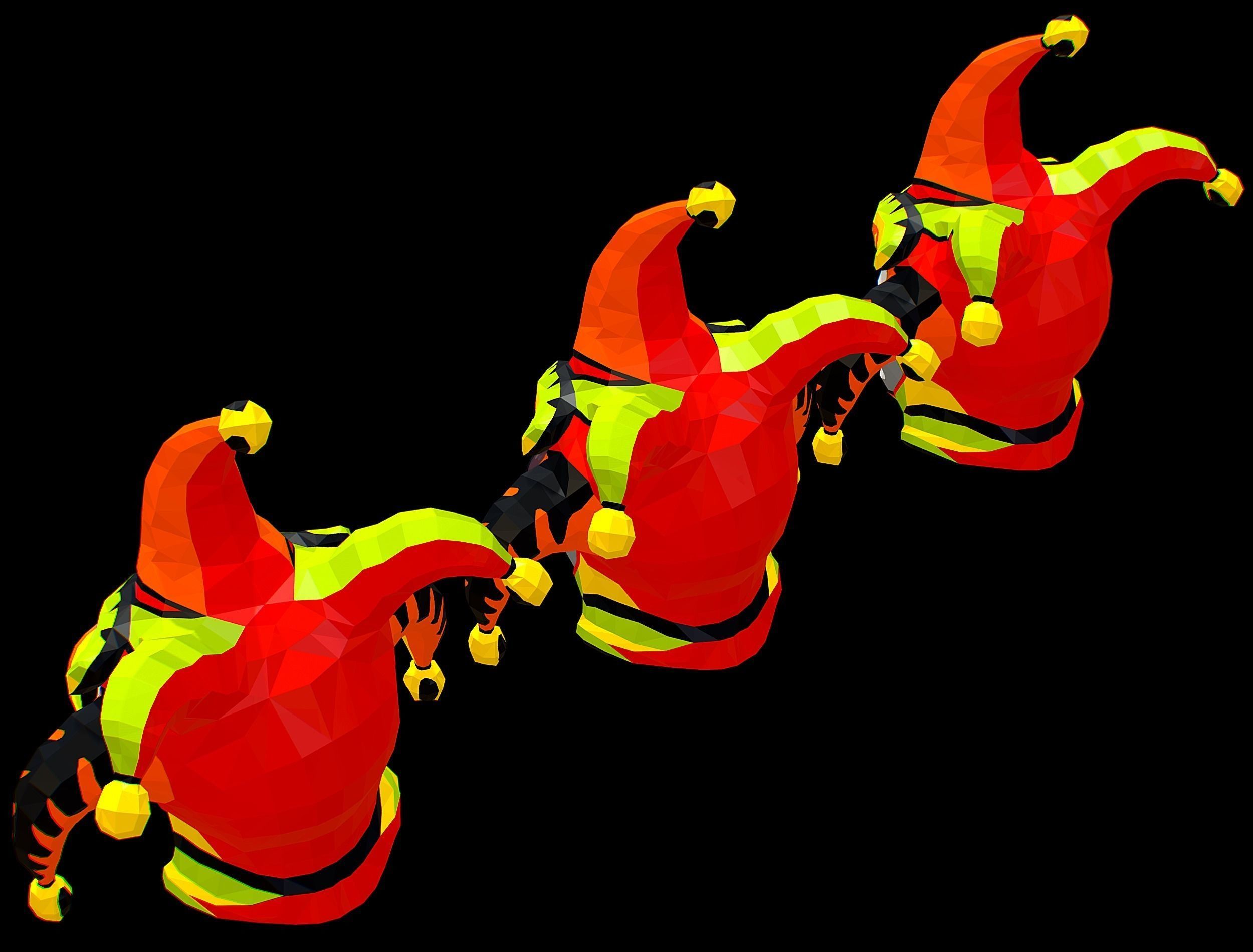 Stylized 3D Joker Clown Mask Jester Low-poly 3D model_25