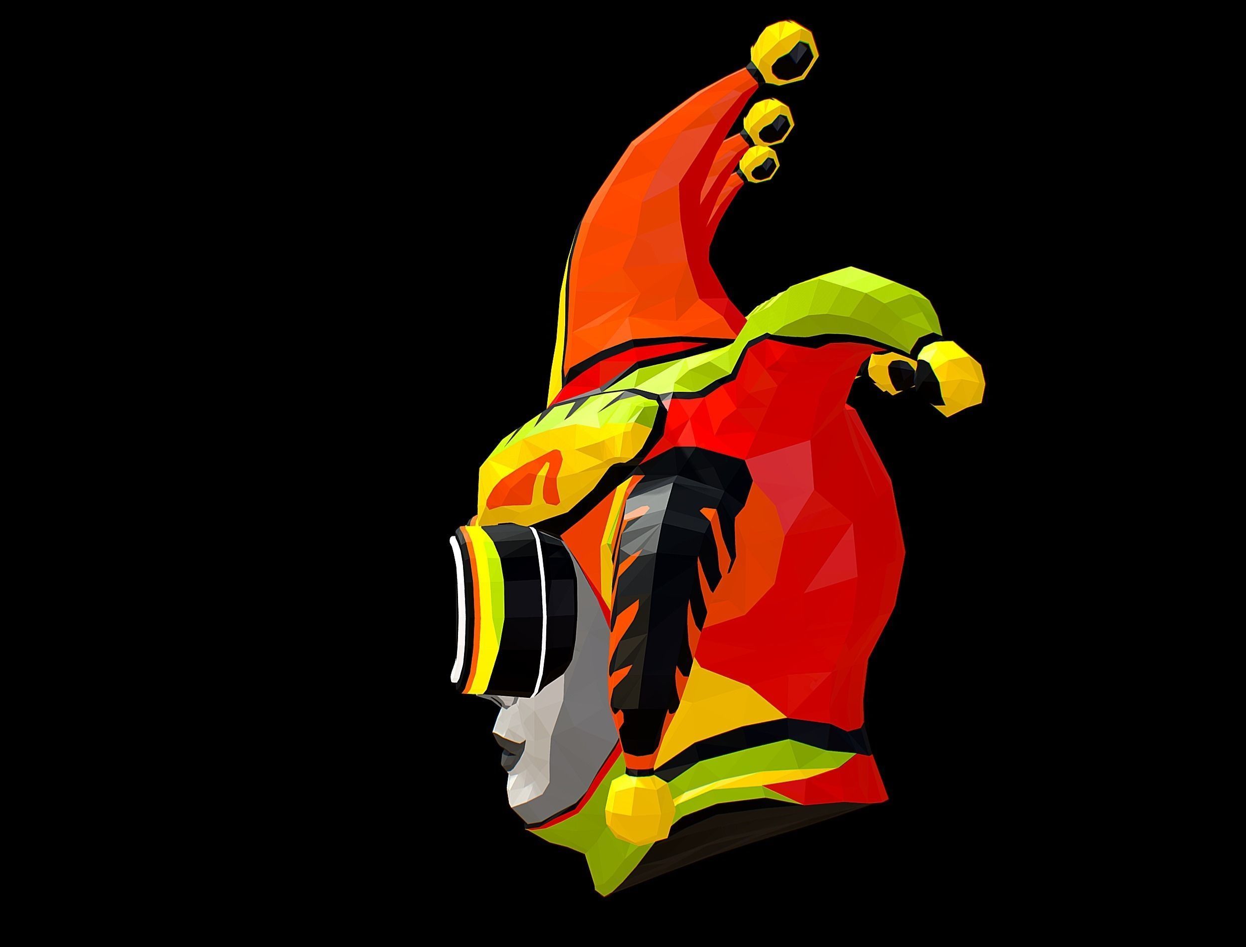 Stylized 3D Joker Clown Mask Jester Low-poly 3D model_20