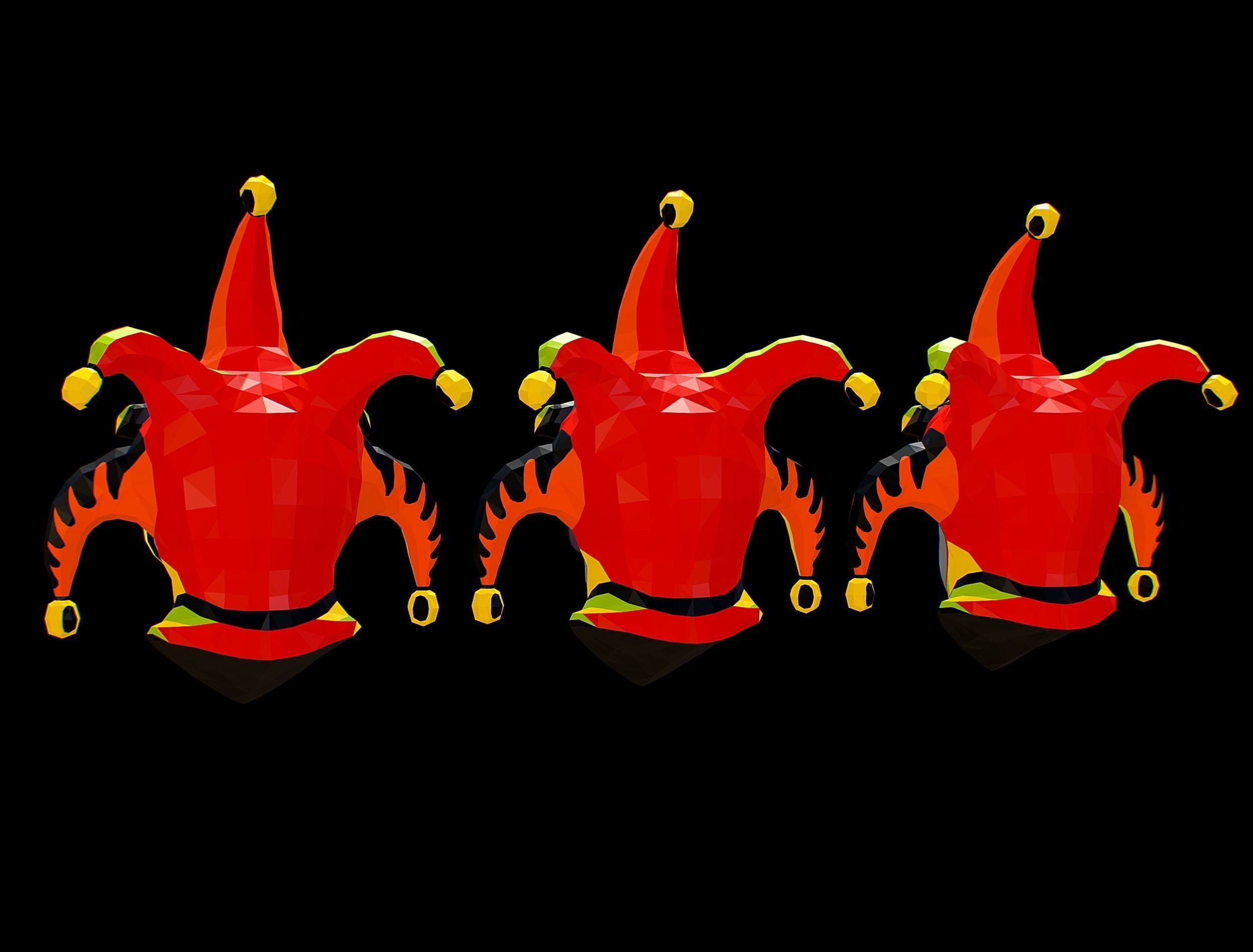 Stylized 3D Joker Clown Mask Jester Low-poly 3D model_10