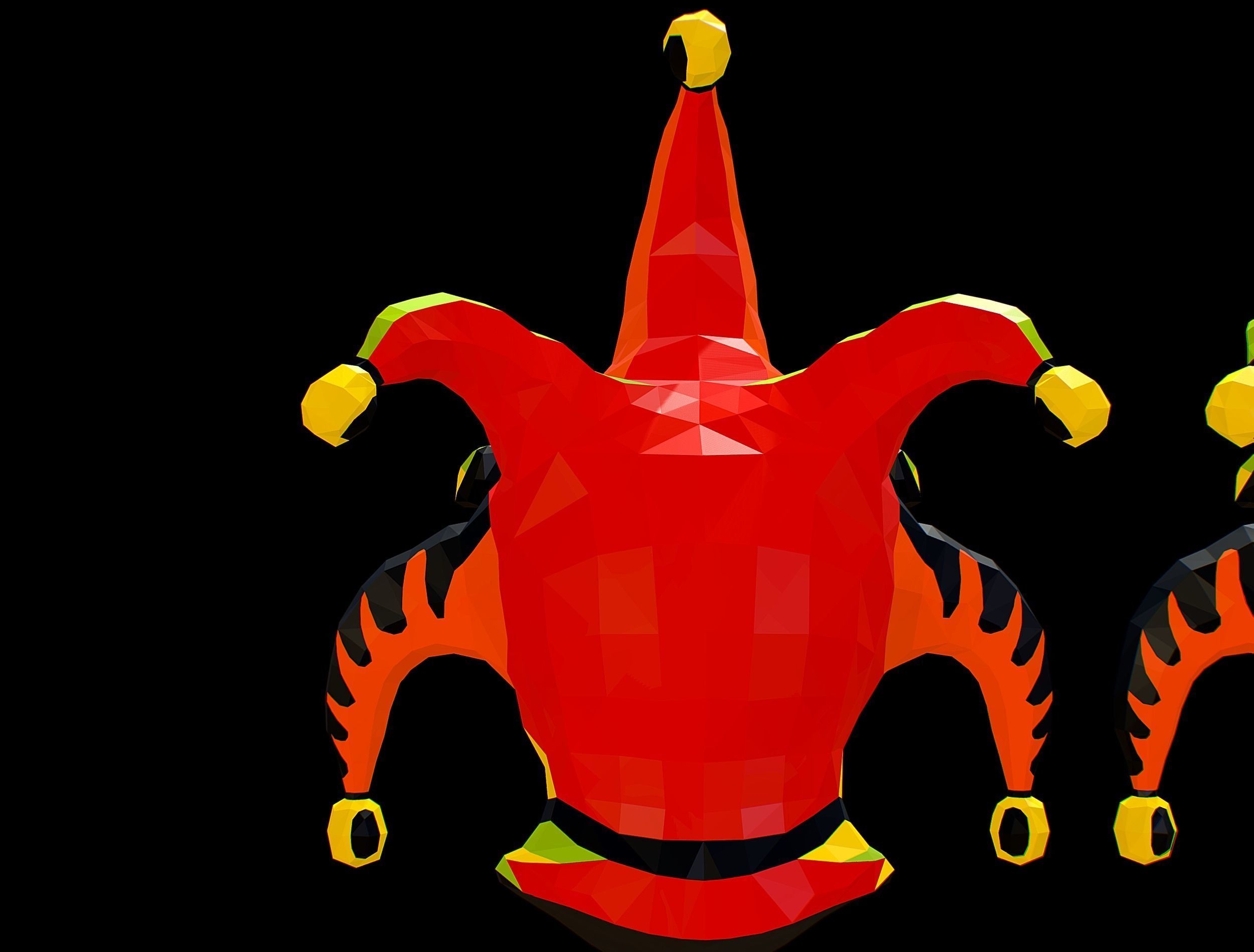 Stylized 3D Joker Clown Mask Jester Low-poly 3D model_21