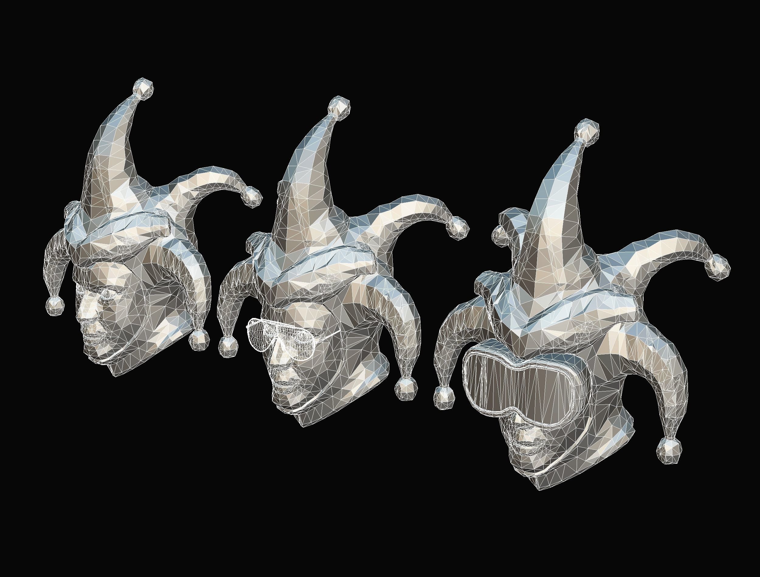 Stylized 3D Joker Clown Mask Jester Low-poly 3D model_27