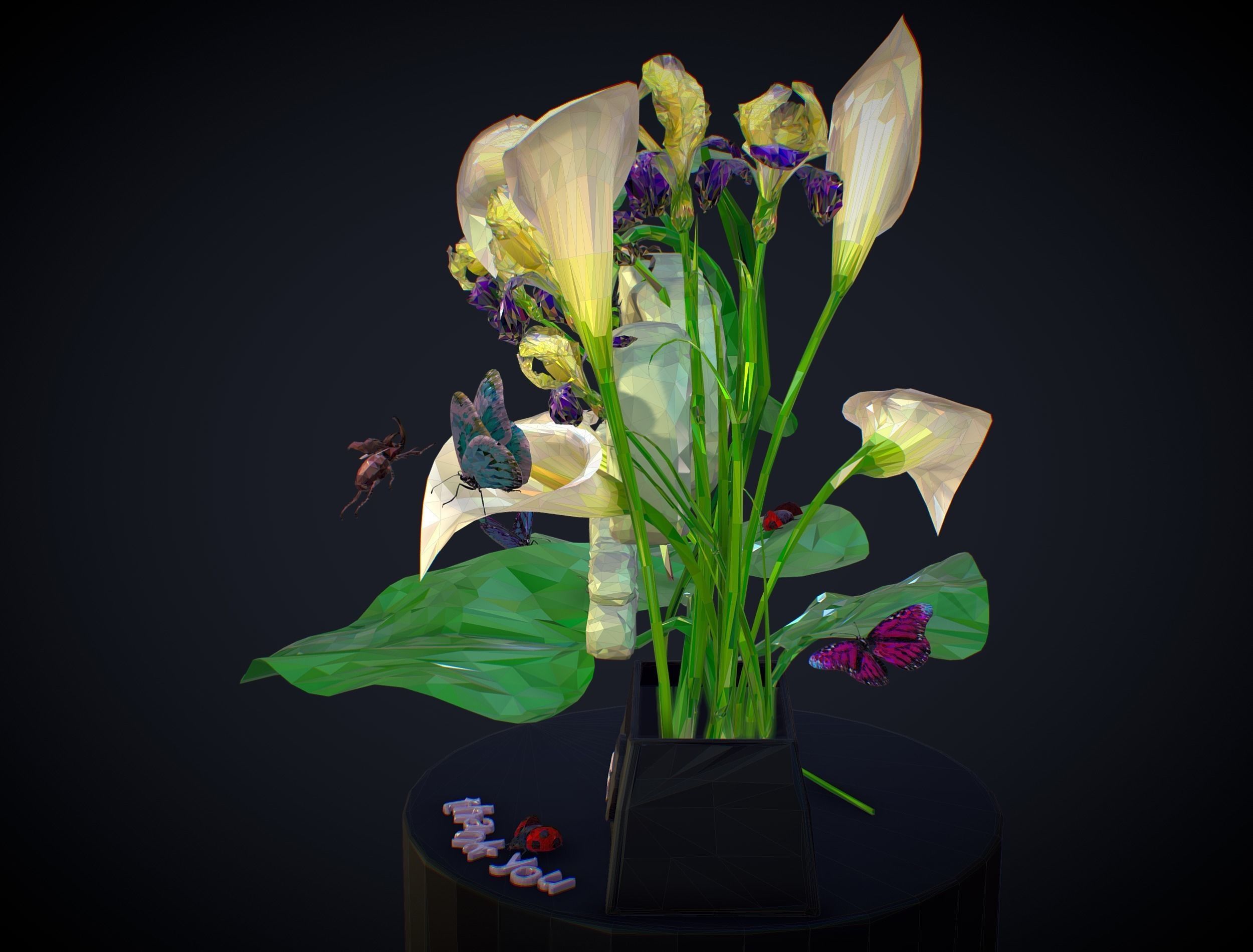 Text 1100 Bouquet Followers On Cgtrader Low-poly 3D model_13