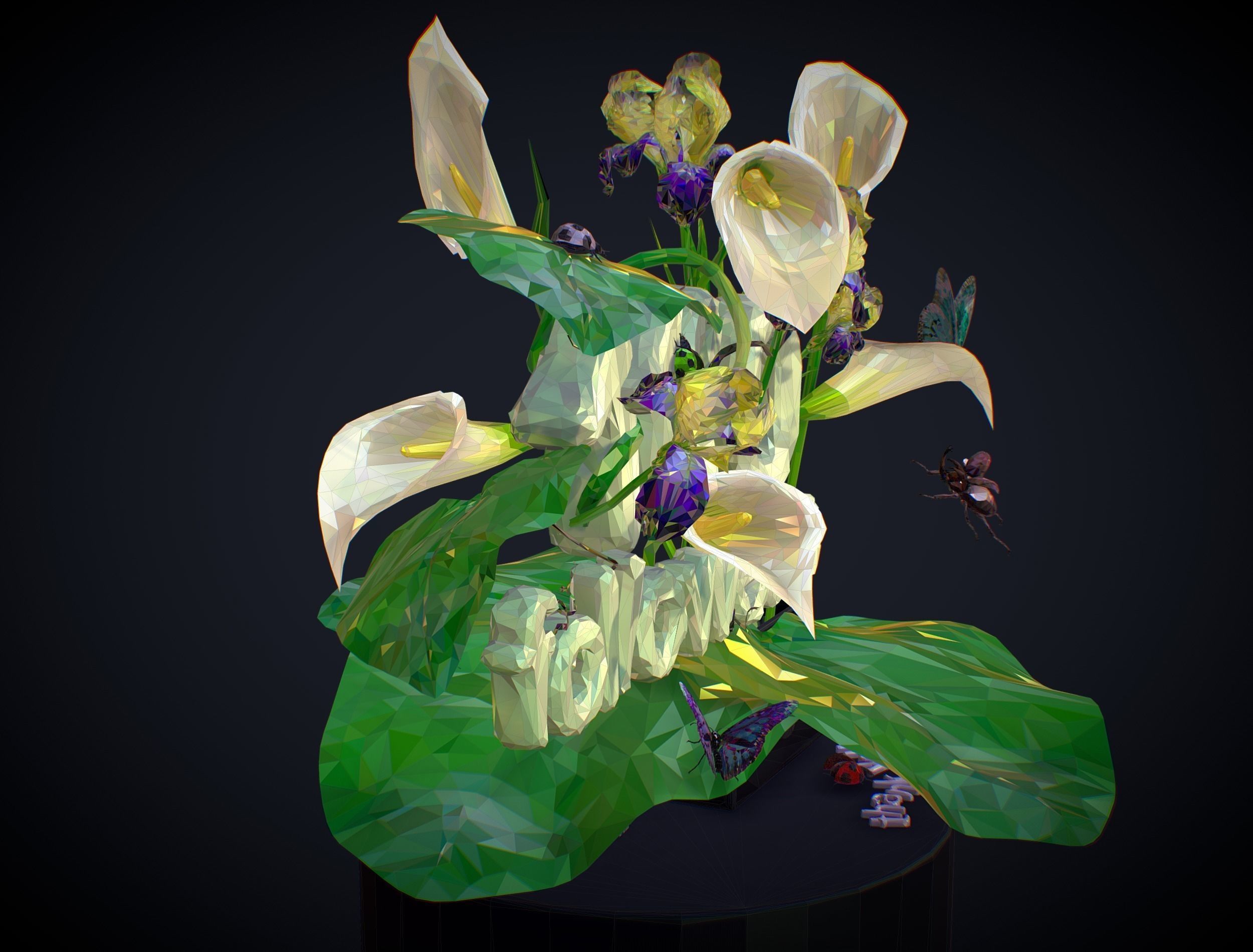 Text 1100 Bouquet Followers On Cgtrader Low-poly 3D model_5