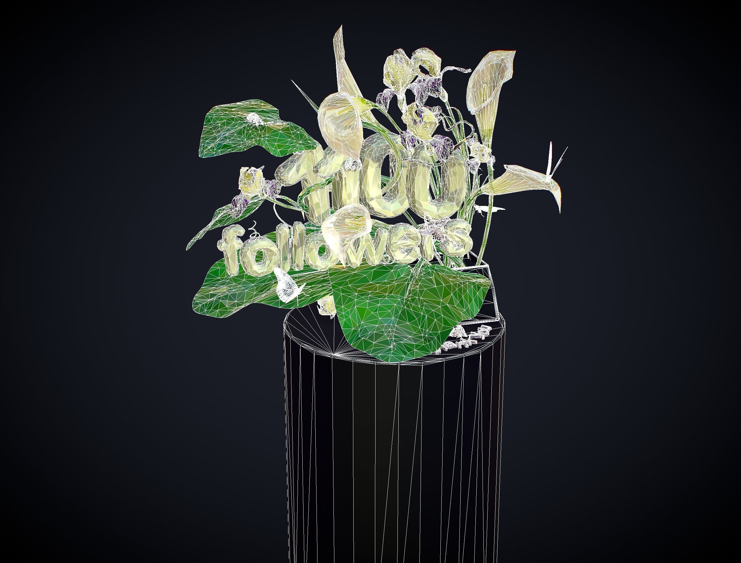 Text 1100 Bouquet Followers On Cgtrader Low-poly 3D model_20