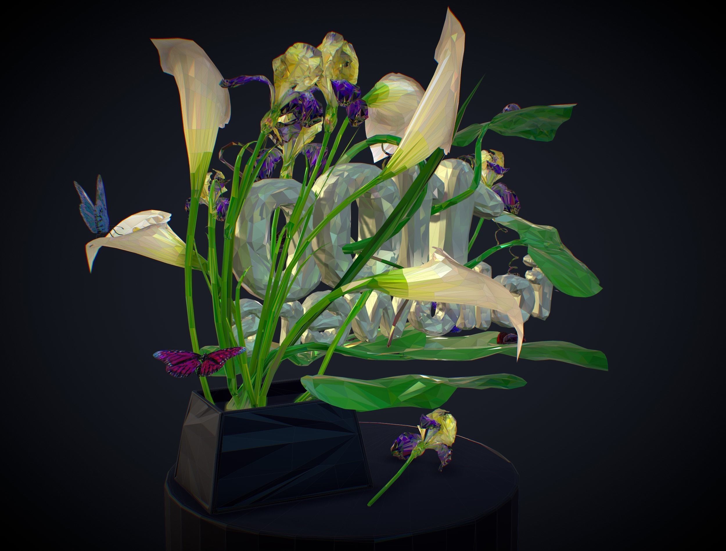 Text 1100 Bouquet Followers On Cgtrader Low-poly 3D model_11