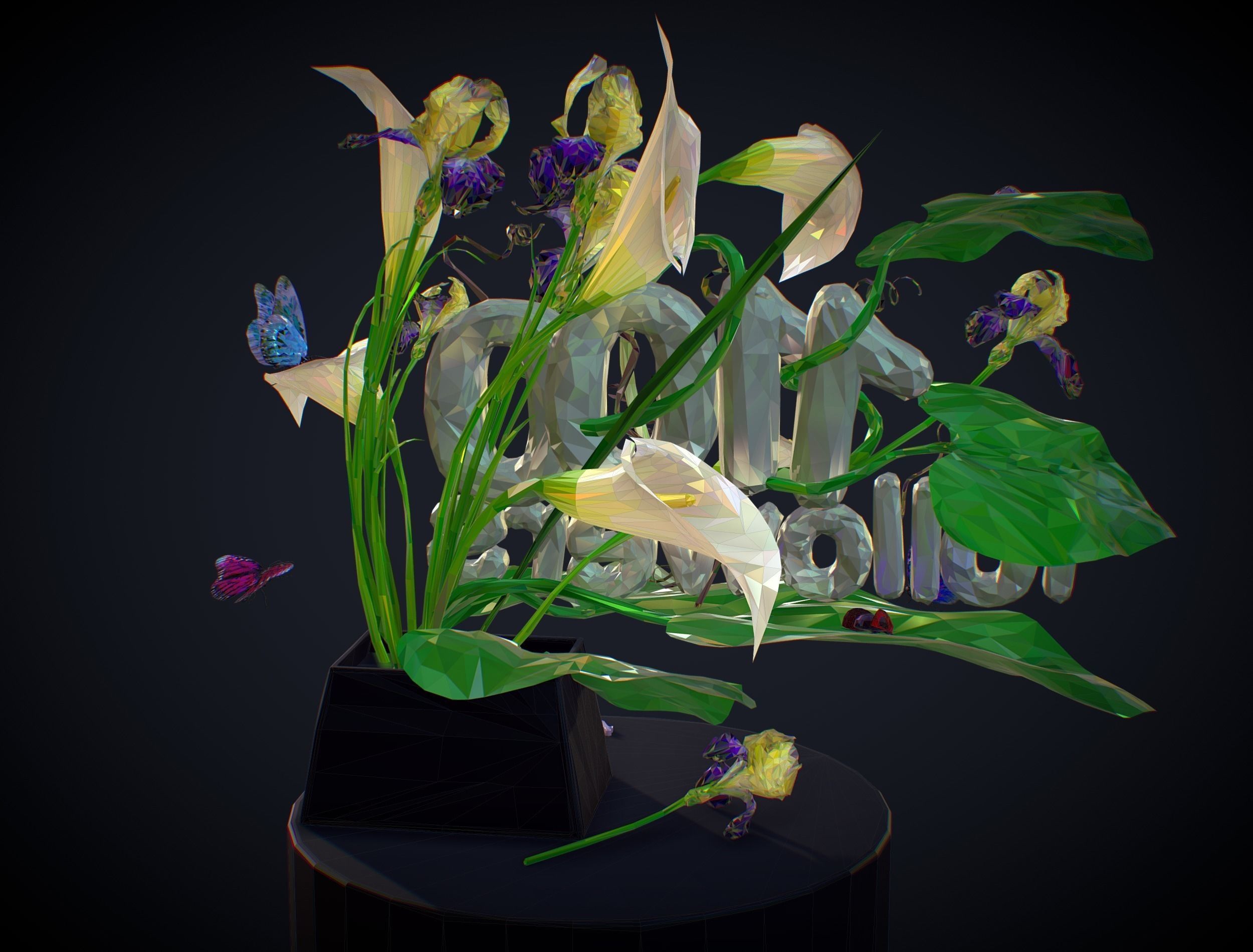 Text 1100 Bouquet Followers On Cgtrader Low-poly 3D model_10