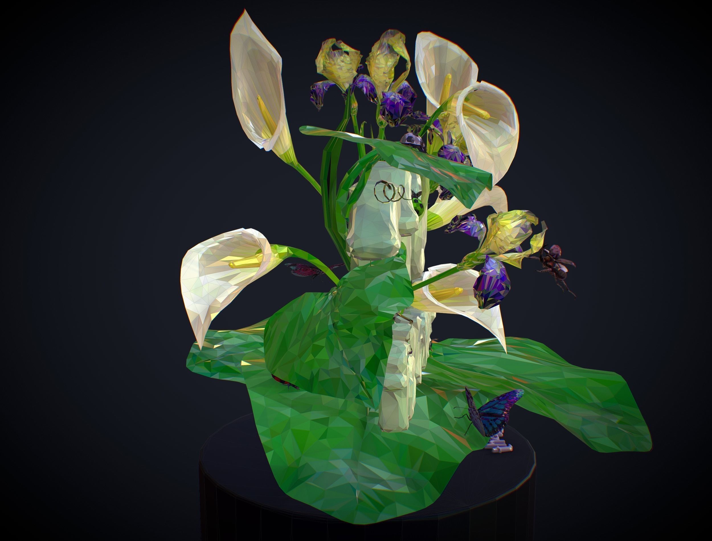 Text 1100 Bouquet Followers On Cgtrader Low-poly 3D model_6